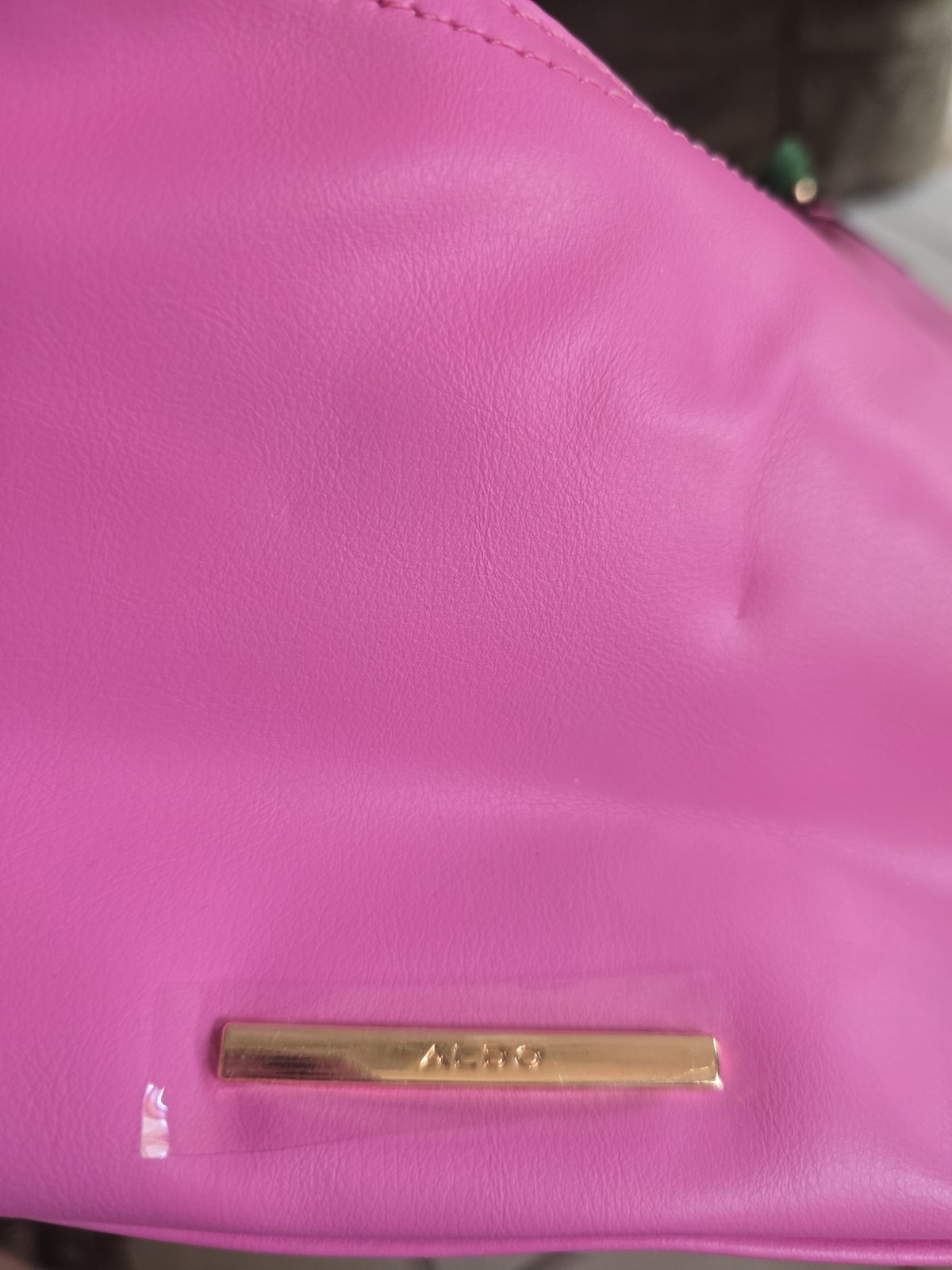ALDO Pink Logo Shoulder Bag Gold Hardware Zip Top Lined Inner Pockets Bag Charm