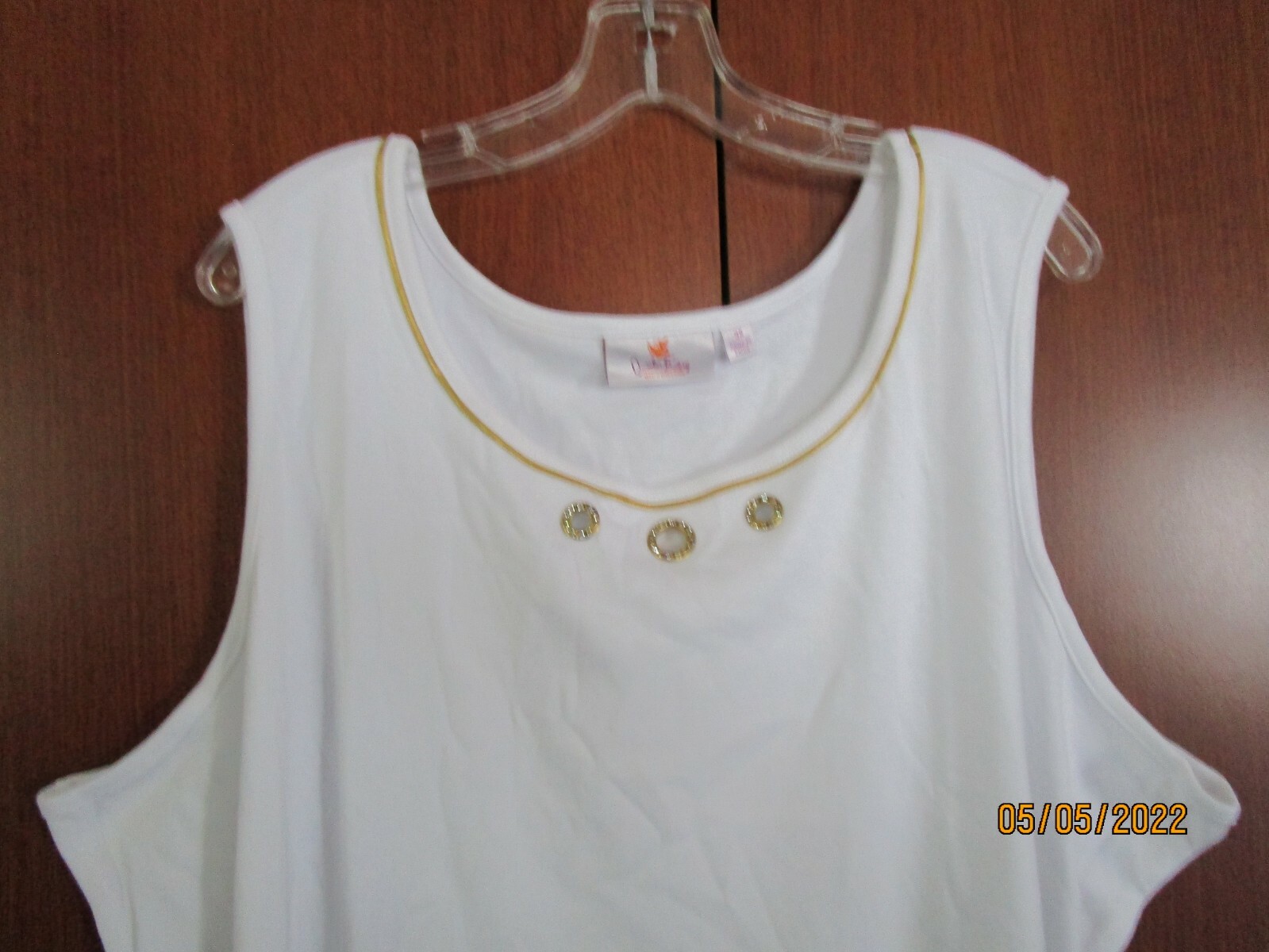 Quacker Factory White Tank Top Sz 3X Polyester & Cotton Bust 58 Length 26.5 in