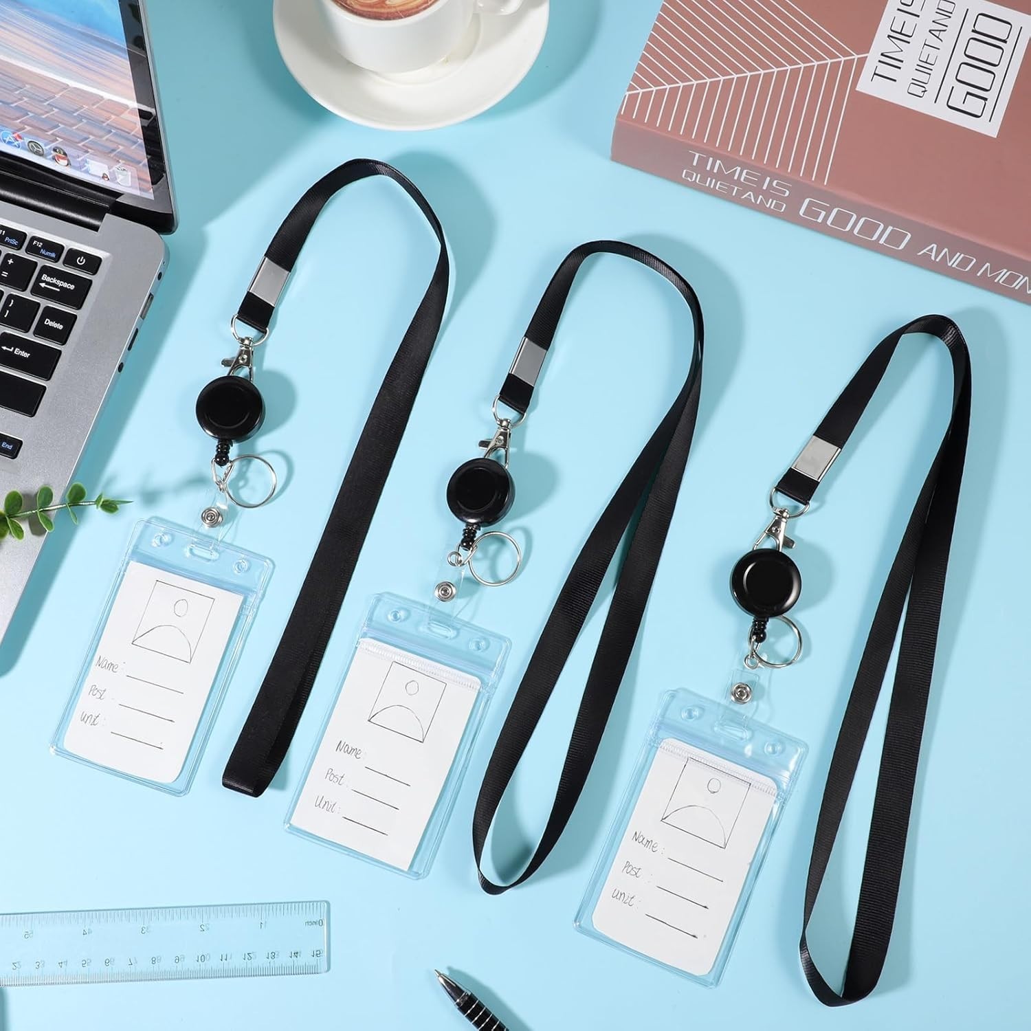 3-pack Retractable Badge Holders with Lanyard – Waterproof Id Badge Reels NEW***