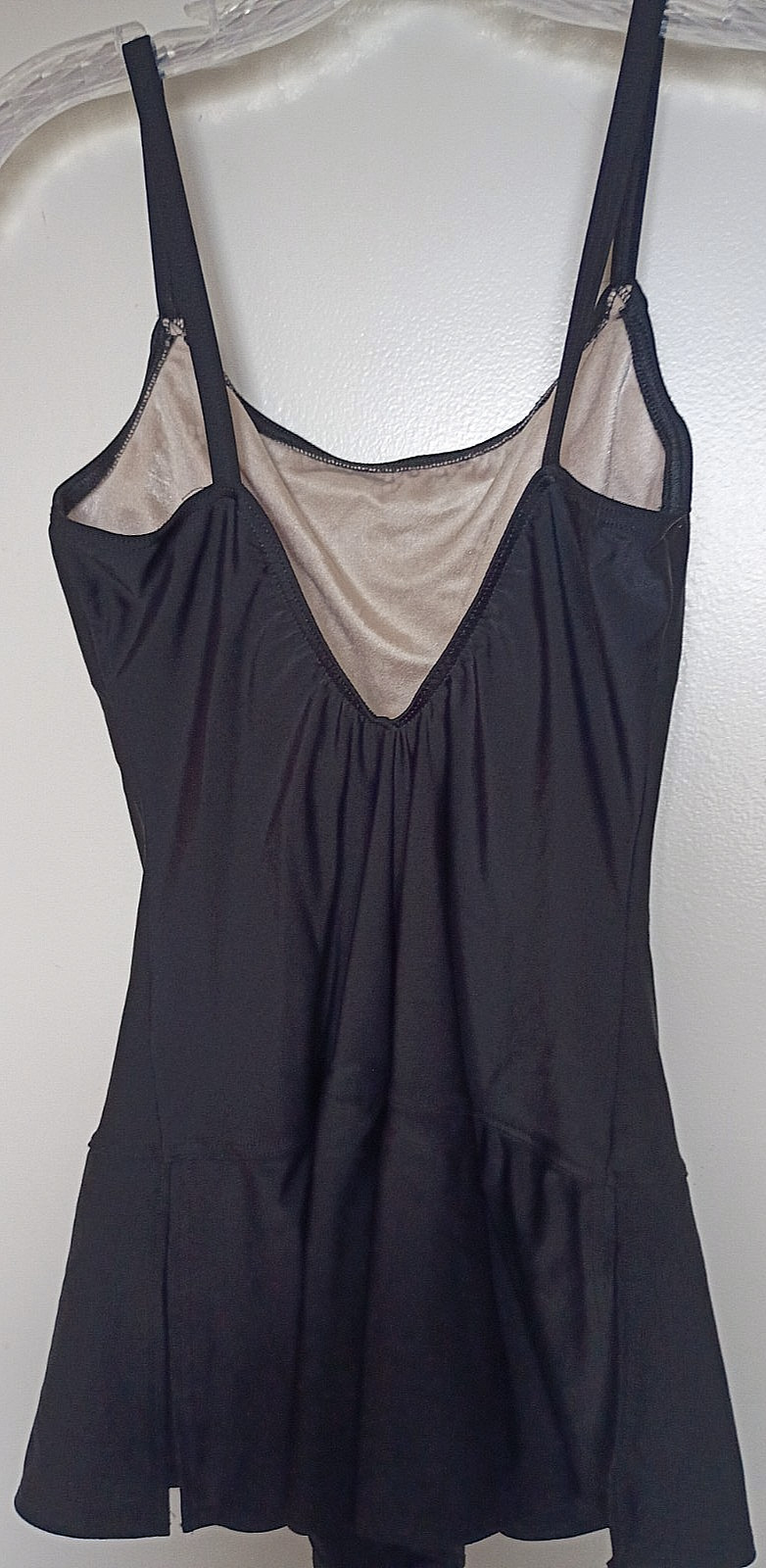 Christina 80% nylon, 20% spandex solid black skirted swimsuit Size 14