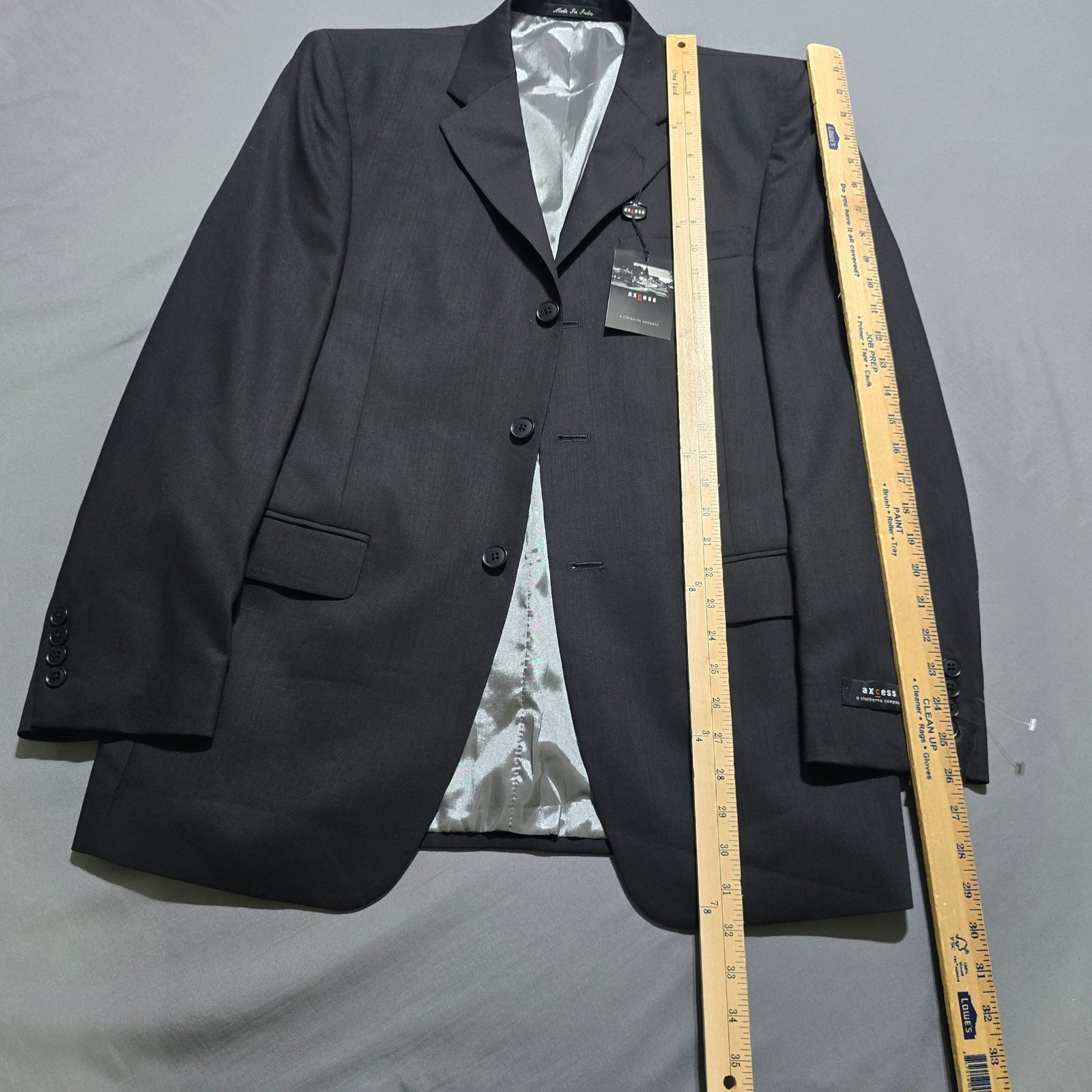 Axcess Suit Jacket Mens 40R Black 100% Worsted Wool 3-Button Blazer NWT