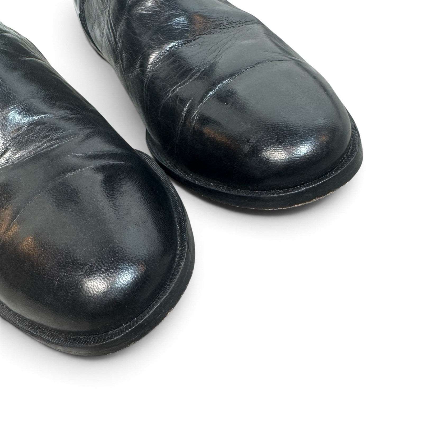 David Taylor Mens Black Leather Beatle Ankle Boots Size 11 D Cuban Block Heel