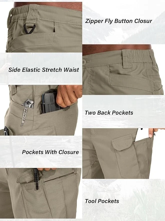 Mens Summer Tactical Shorts Cargo Outdoor Waterproof Hiking Fishing Track Short