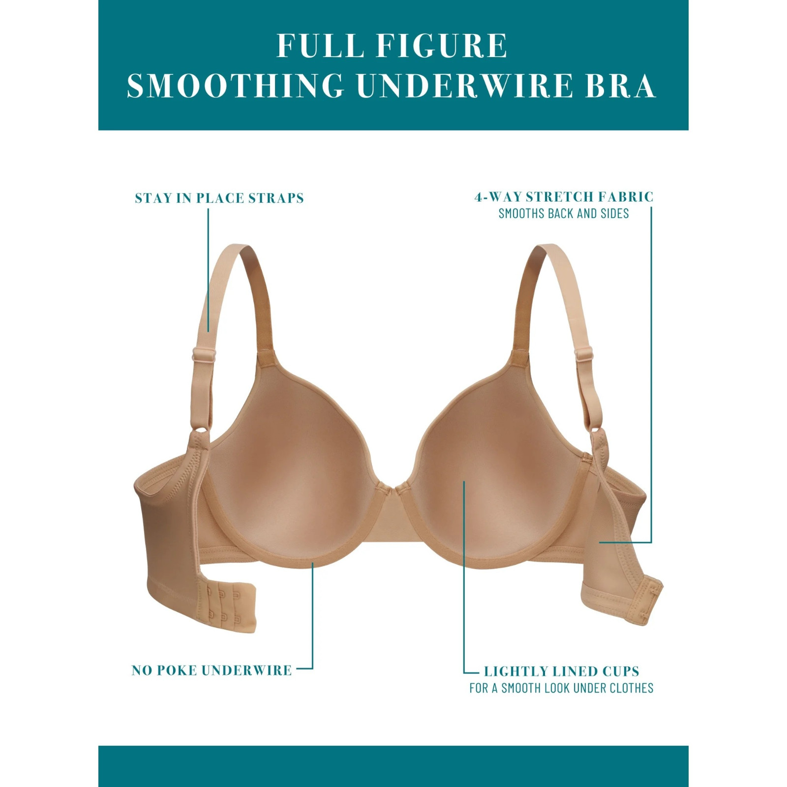 Vanity Fair Radiant Collection Women’s 2-Ply Back Smoothing Underwire Bra 38DDD