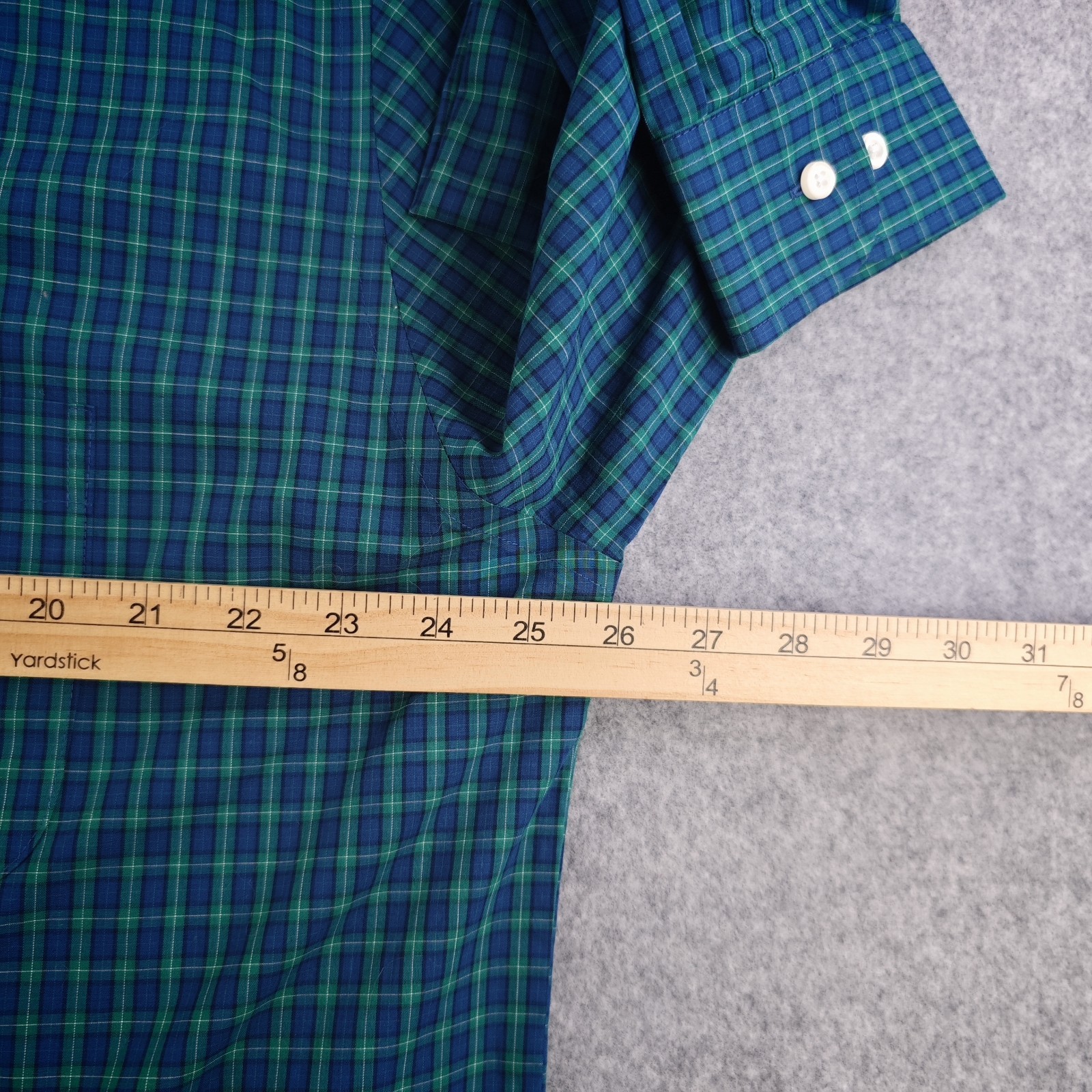 Stafford Travel Performance Super Shirt Mens 18 34/35 Blue Green Check Point