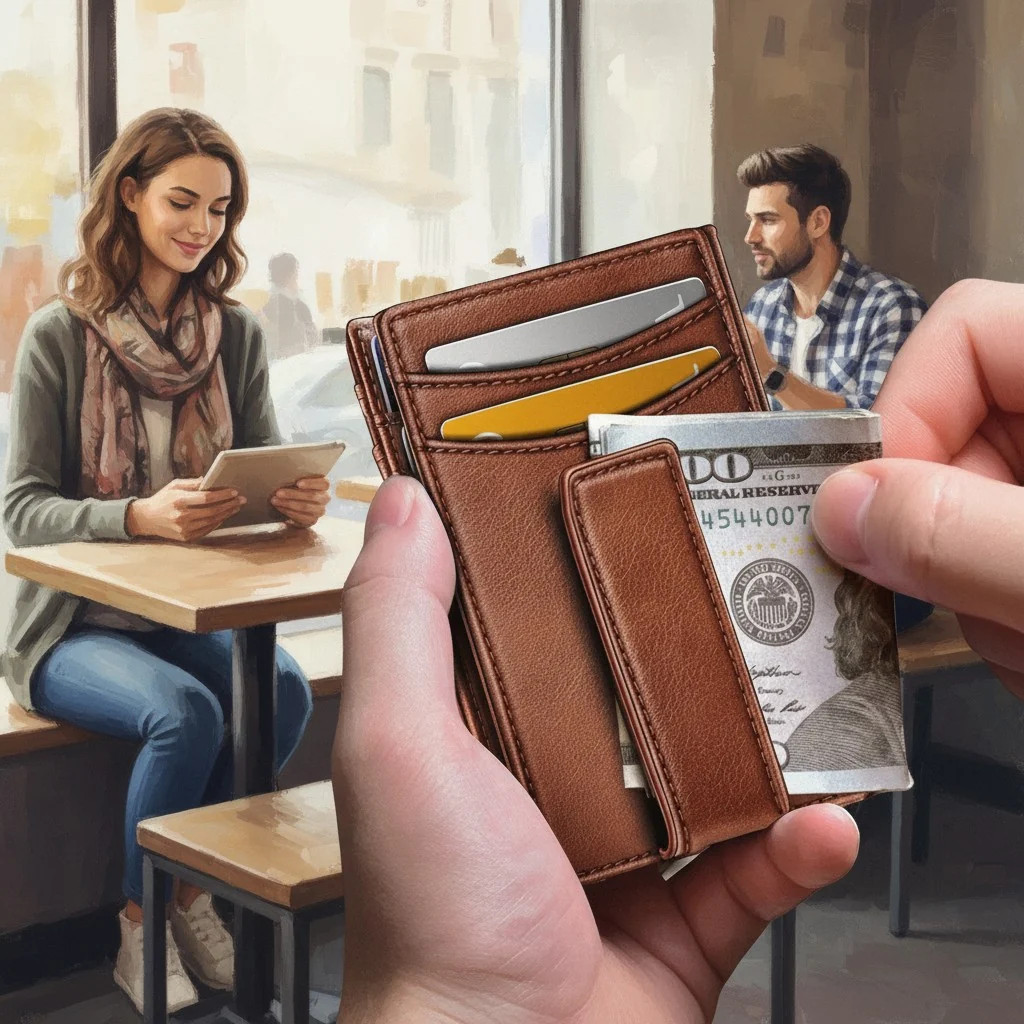 Men’s RFID Leather Wallet Ultra Slim Bifold with ID Window & Card Holder