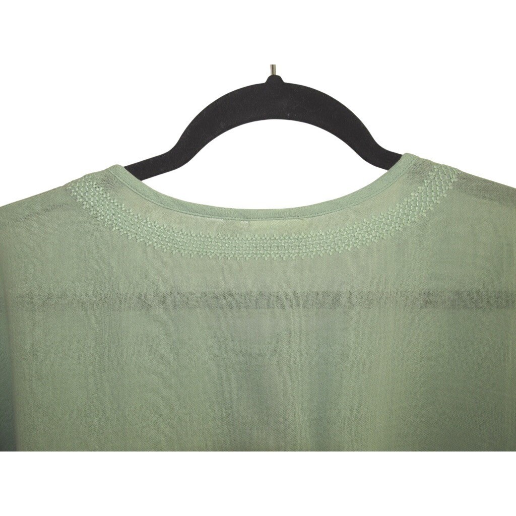 Spartina Mint Green Embroidered Peasant Blouse Small Boho Cottagecore Cotton