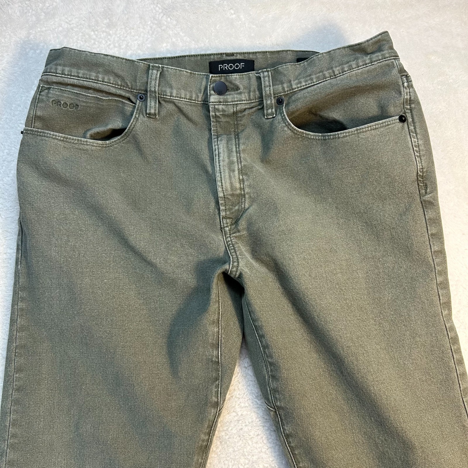 Proof Rover Pants Mens 33×32 Green Stretch Canvas Slim Fit Straight Leg Utility