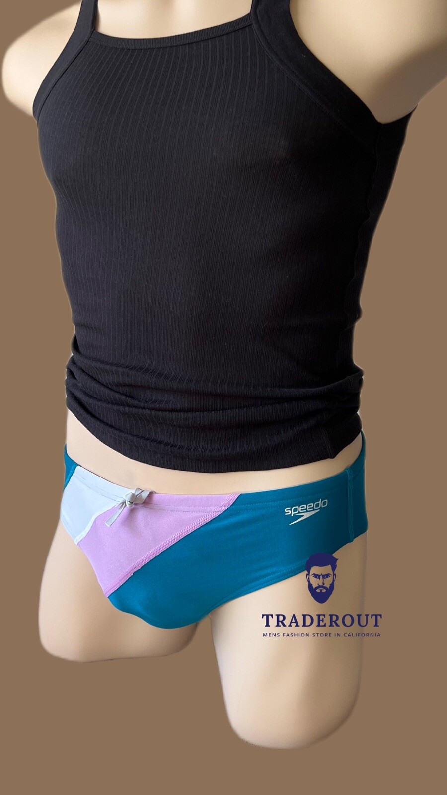 Speedo Men Ocean blue pink white colorblock one Brief Swimwear 28 30 32 34 36 38