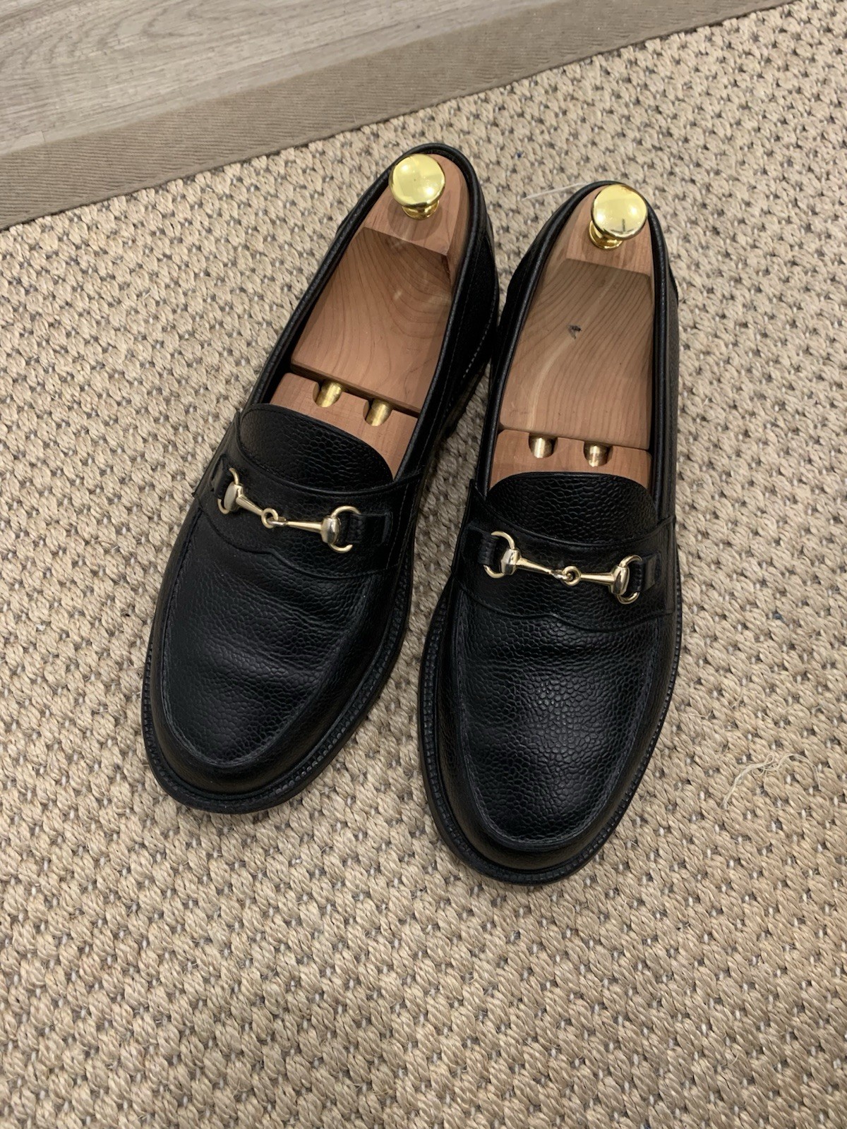 Black Stock and Weber Horsebit Leather Loafers 9.5 US