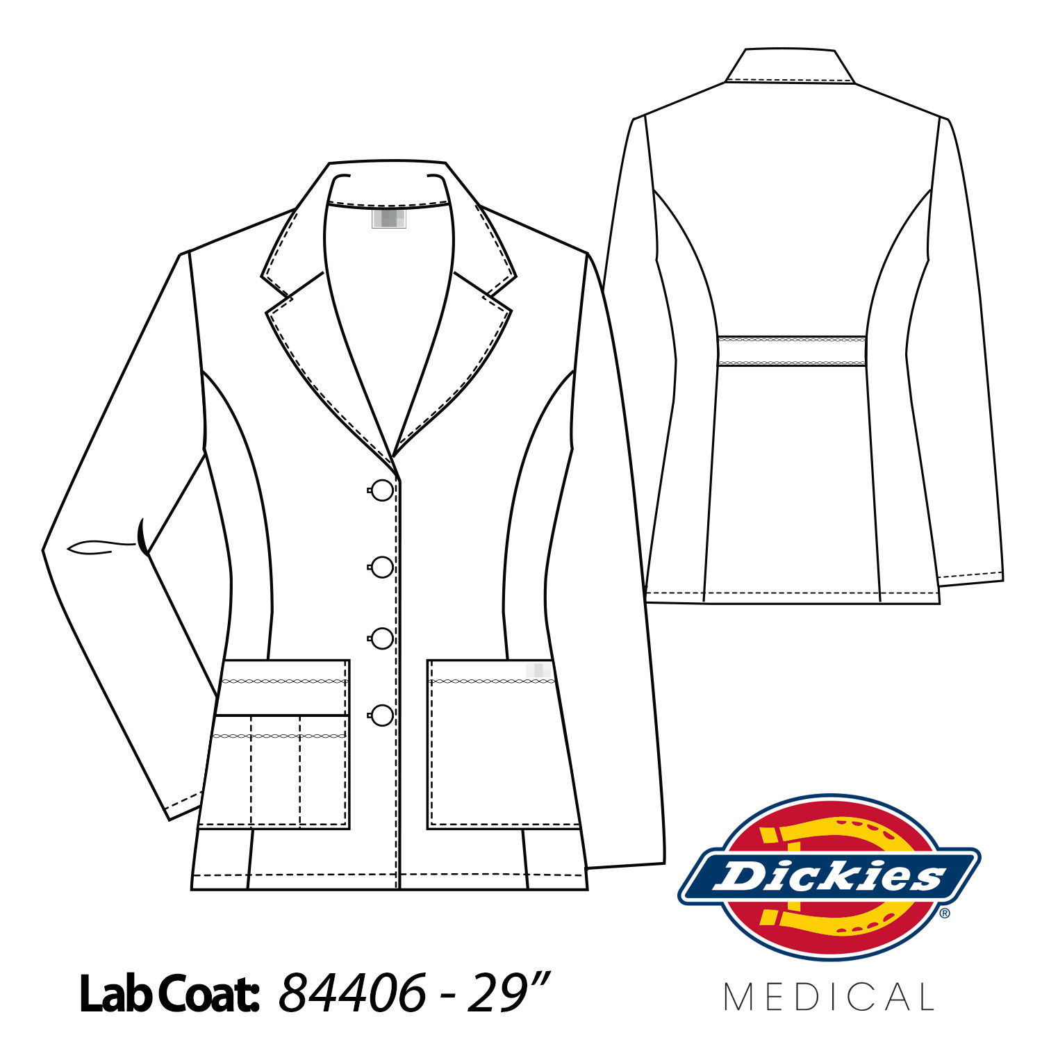 Dickies Women’s White Lab Coat 84406 29″ Sizes XS to 2XL