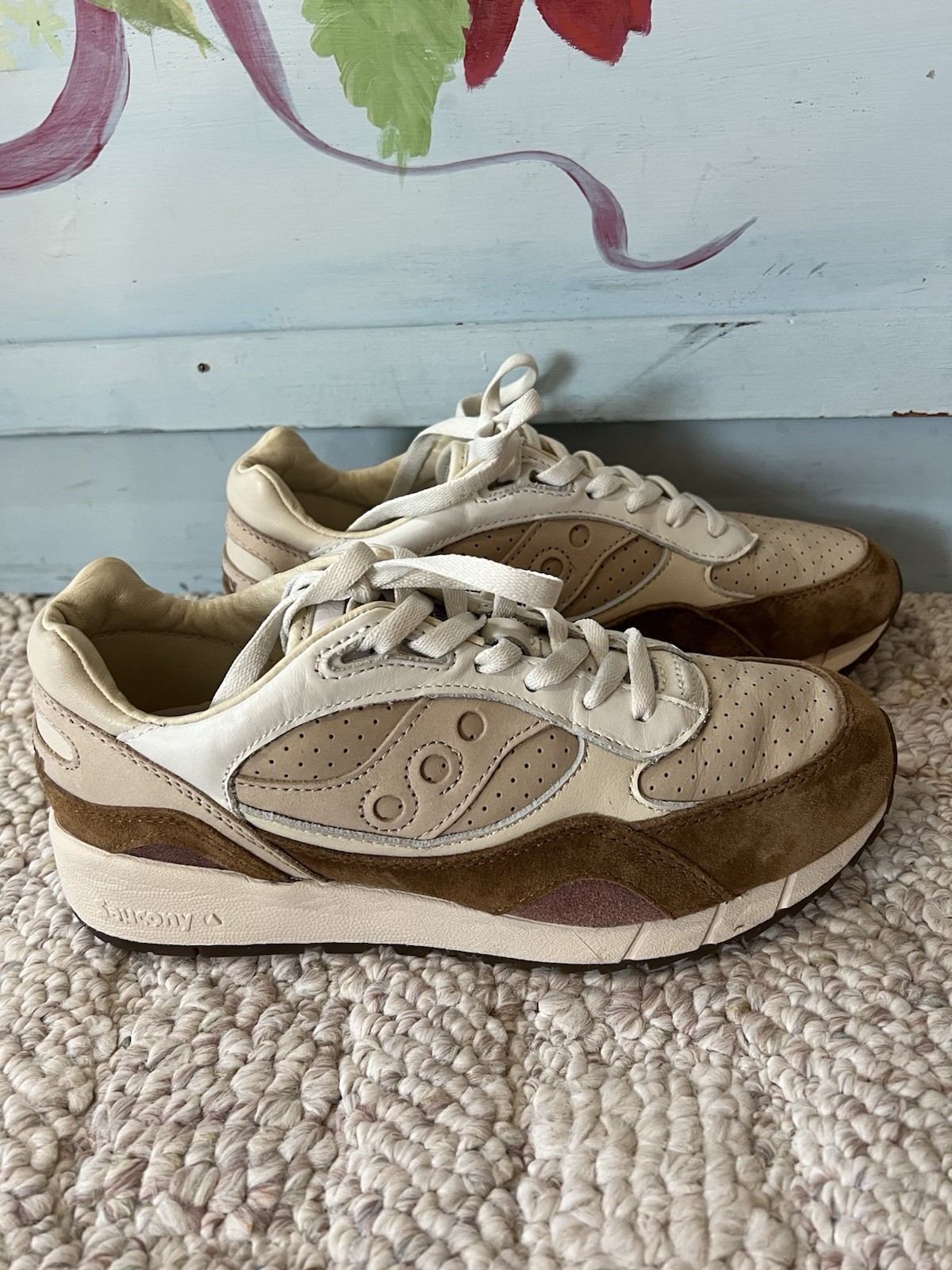 Saucony Shadow 6000 Beige Rust Sneakers Mens Shoes Size 8 Brown Tan S70775-1