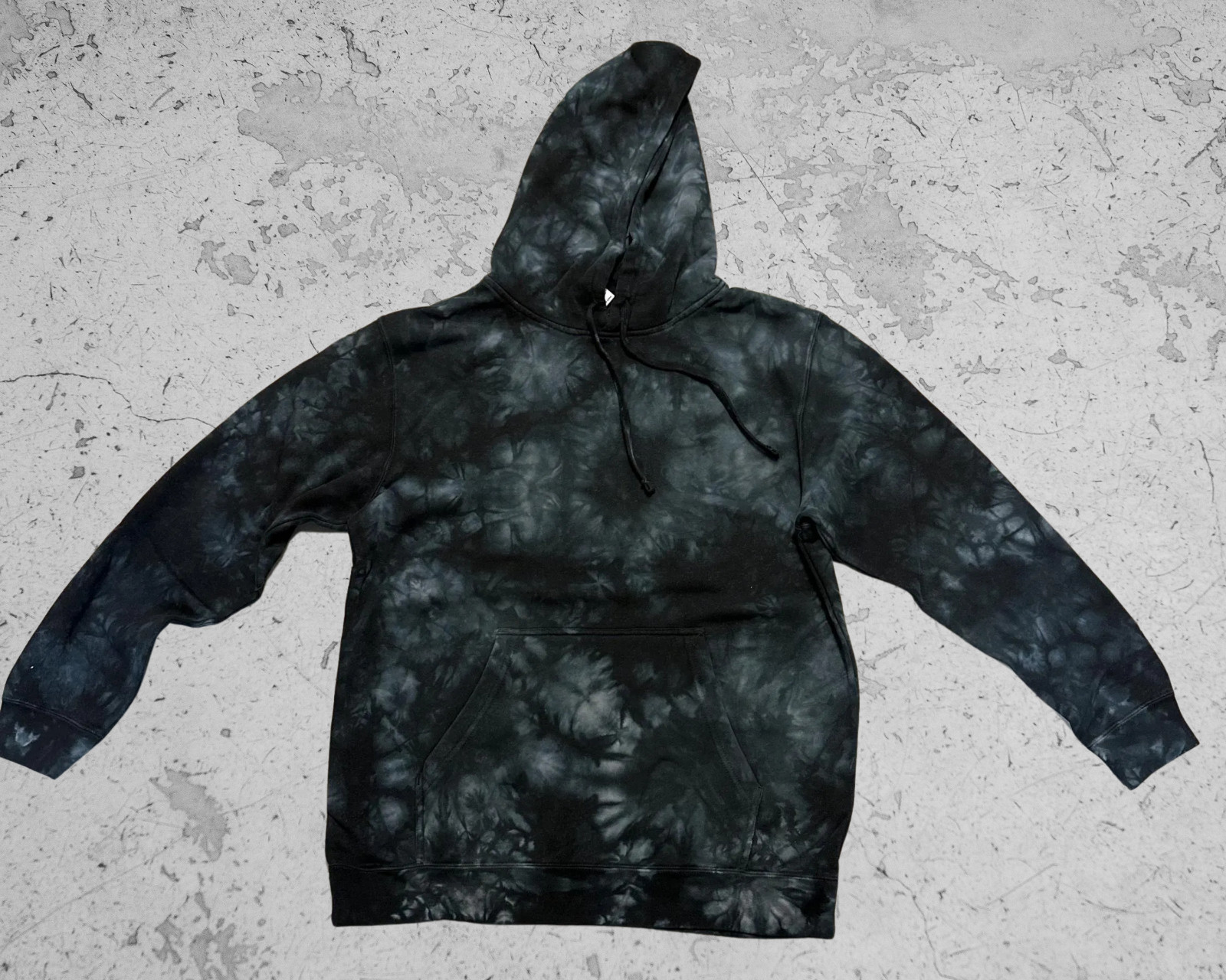 *NEW* Black Tie Dye Fleece Pullover Hoodie, Independent Trading Co. – LARGE