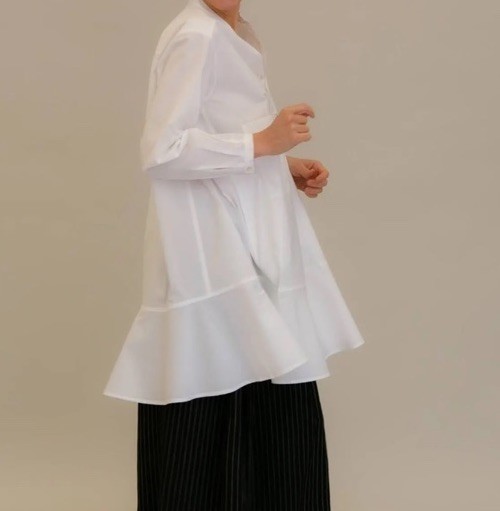 ALEMBIKA WHITE Freedom Flounce LONG SLEEVE TUNIC TOP MADE IN ISRAEL Lg Nice