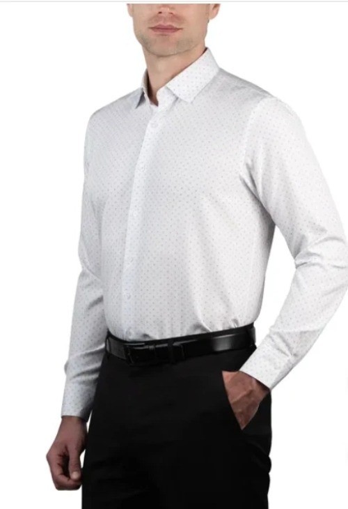 Nautica Slim Fit Men’s XL Performance Dress Shirt White W/ Blue Dot N0186