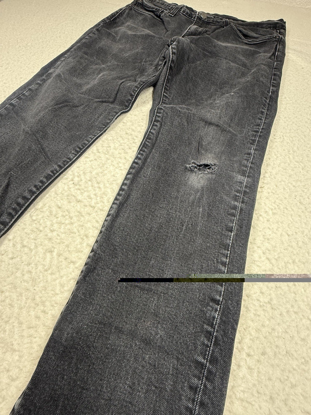 Levi’s Premium 511 Slim Jeans Mens 36×32 Black Gray Distressed Stretch Denim