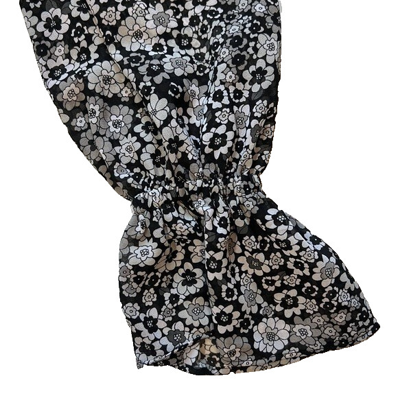 Michael Kors Women’s Black & Aluminum Gray Floral Print Off-the-Shoulder Blouse