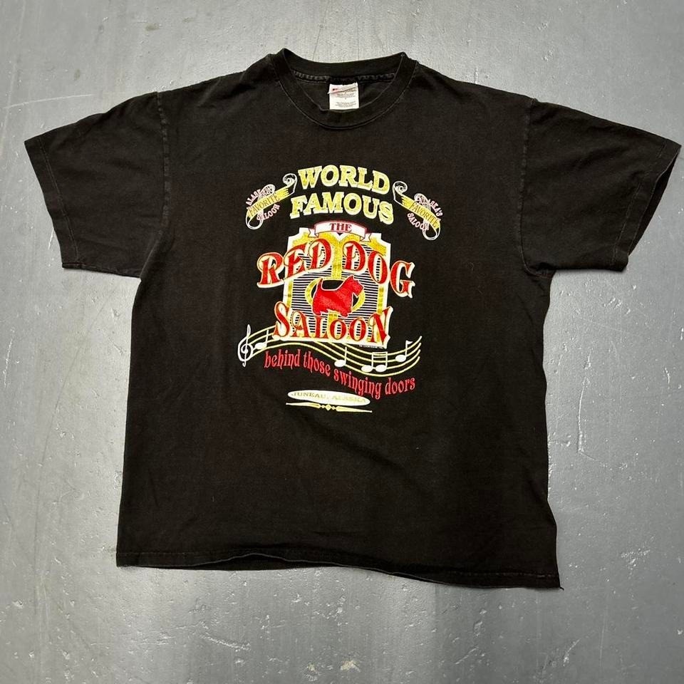 Vintage 90s biker saloon faded black graphic tee shirt