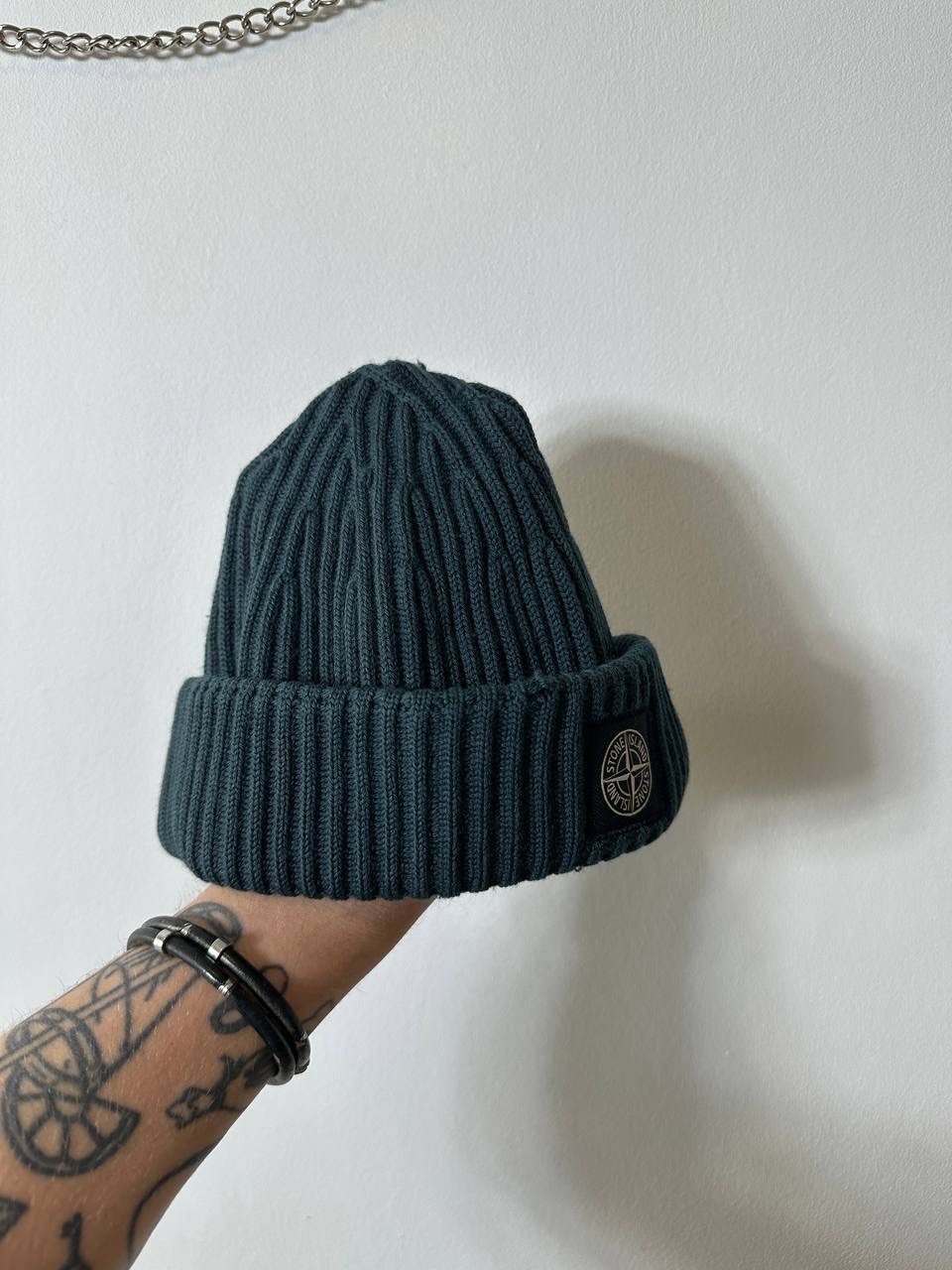 STONE ISLAND GREEN HAT RARE KNIT RIBBED