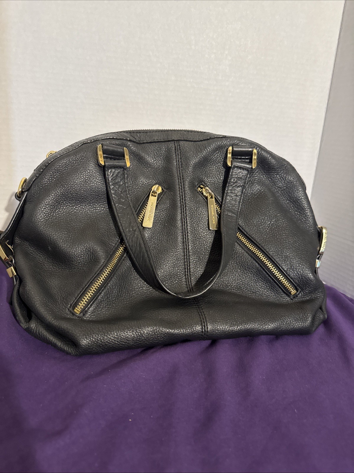 Michael Kors black soft leather pebble satchel No Crossbody Strap ~ See Pictures
