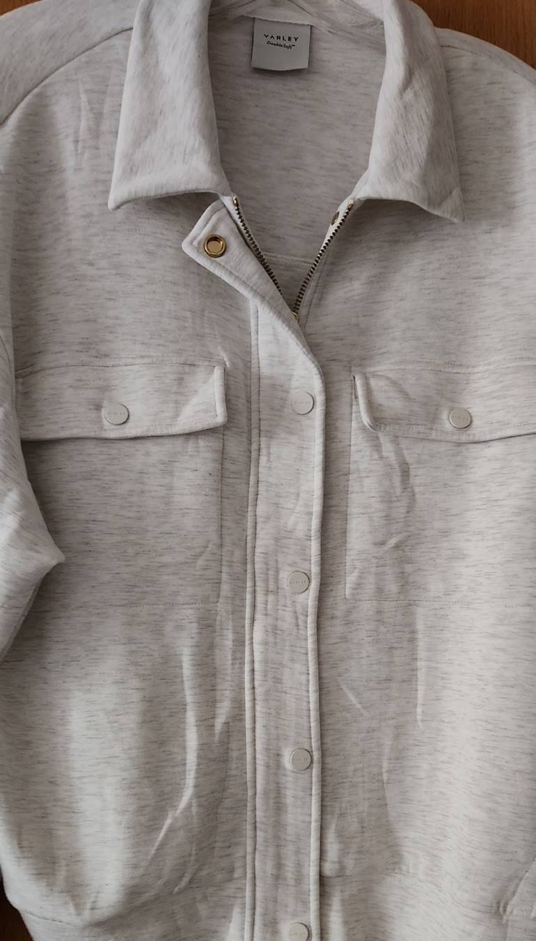 Varley Elizabeth Jacket Signature Double Soft Relaxed Marled Pale Grey NWOT