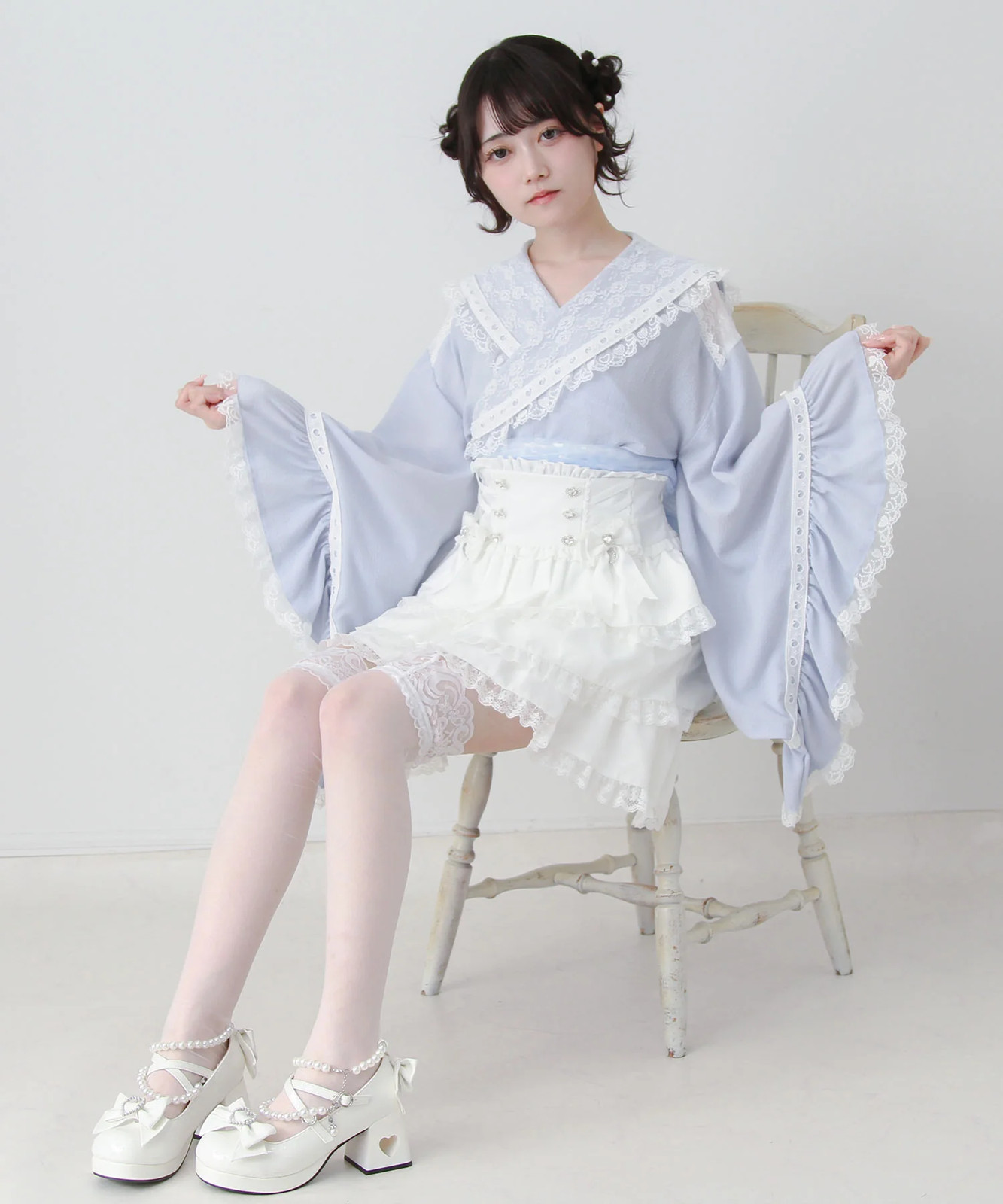 BULK BUY Heart Lace Ruffle Sailor Mini Yukata Jirai New