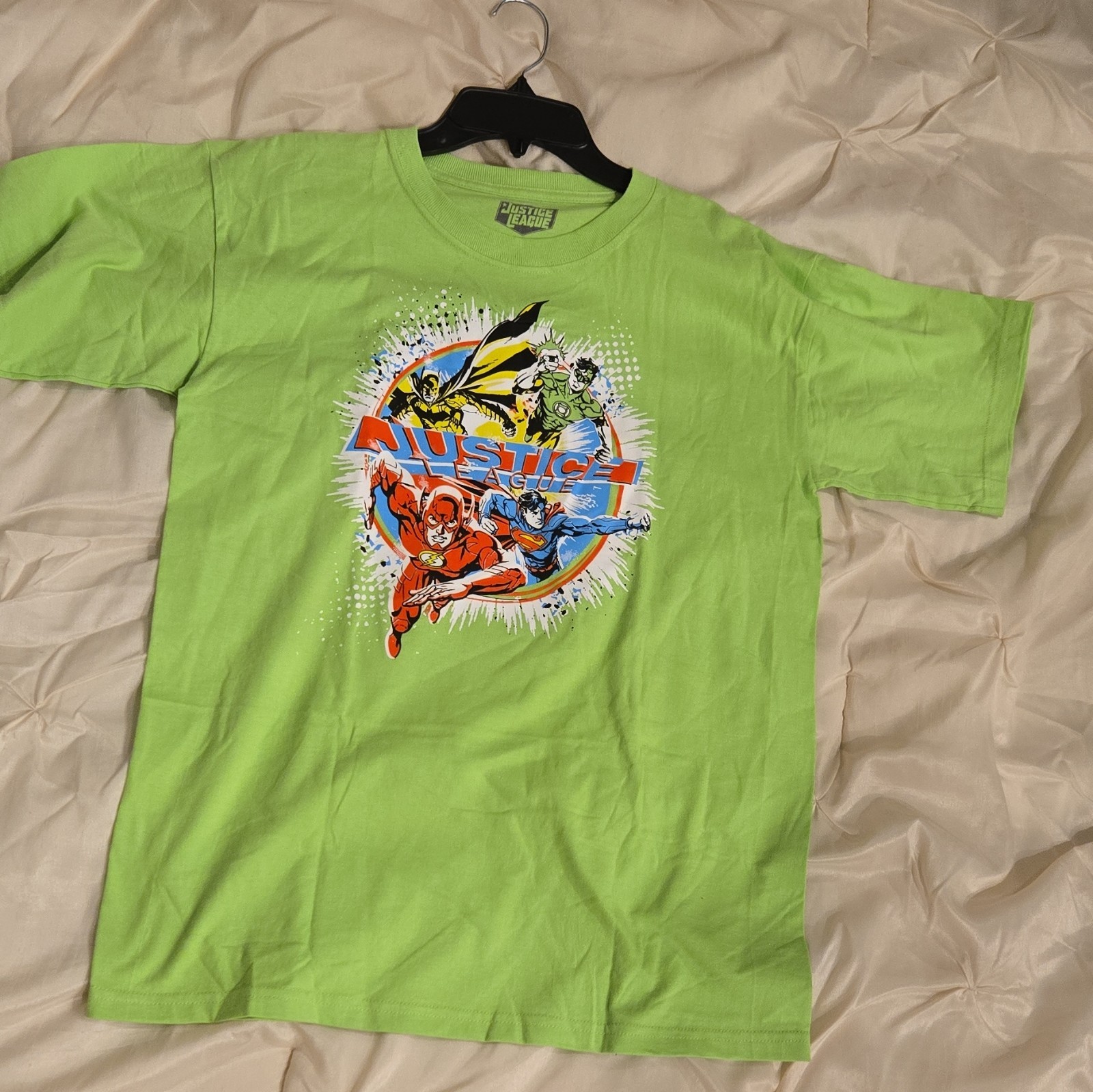 Justice League Men’s Green DC Superheroes Graphic Tee 2XL Crew Neck SS Cotton
