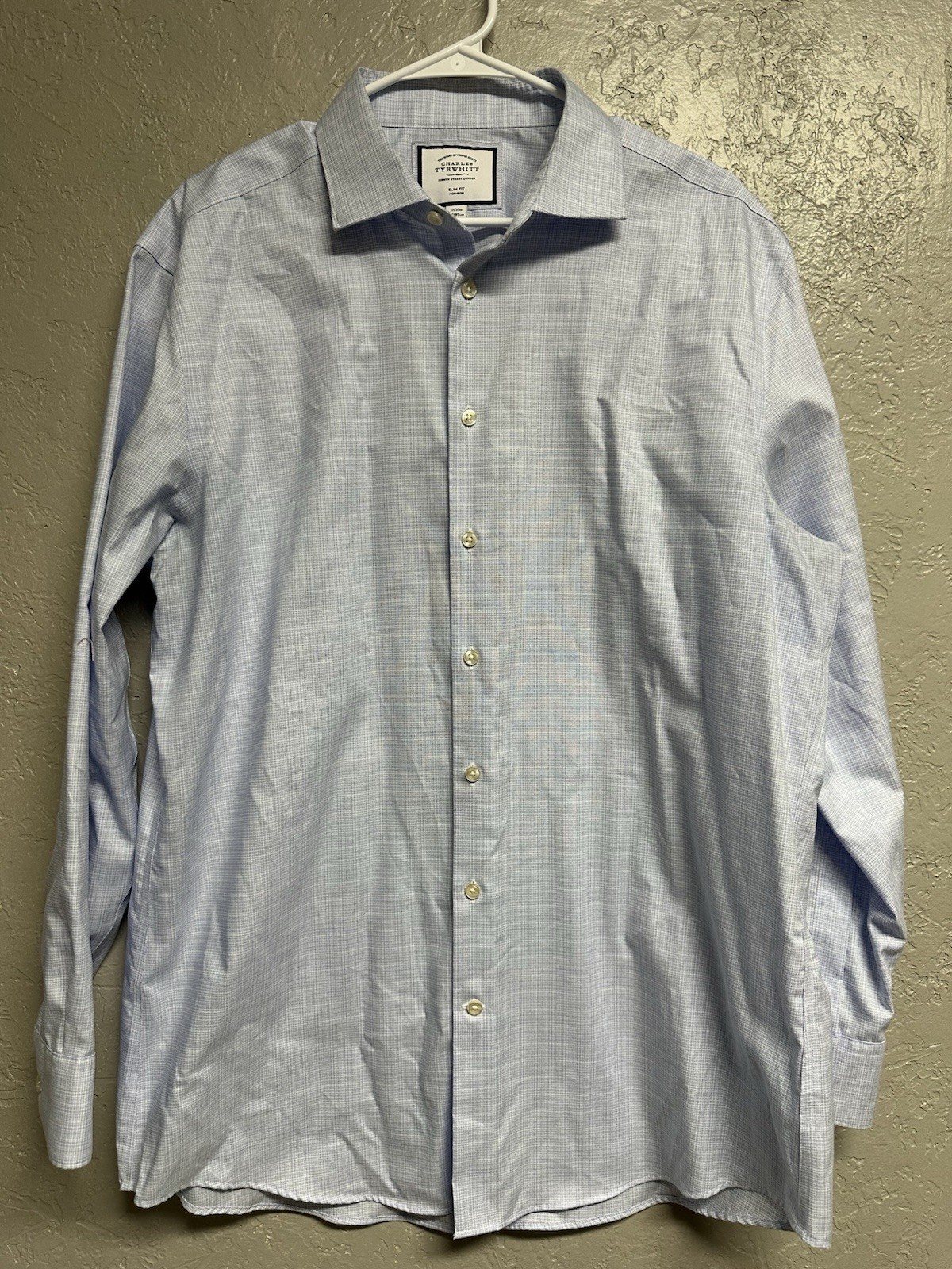 Charles Tyrwhitt Shirt Mens 17 35 Blue Slim Fit Non Iron Dress Shirt