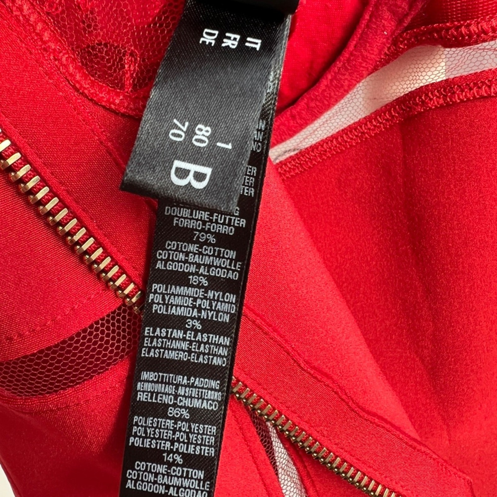 La Perla Black Label Ultra Rare Desire Neoprene Lace Zipper Bodysuit (Red)