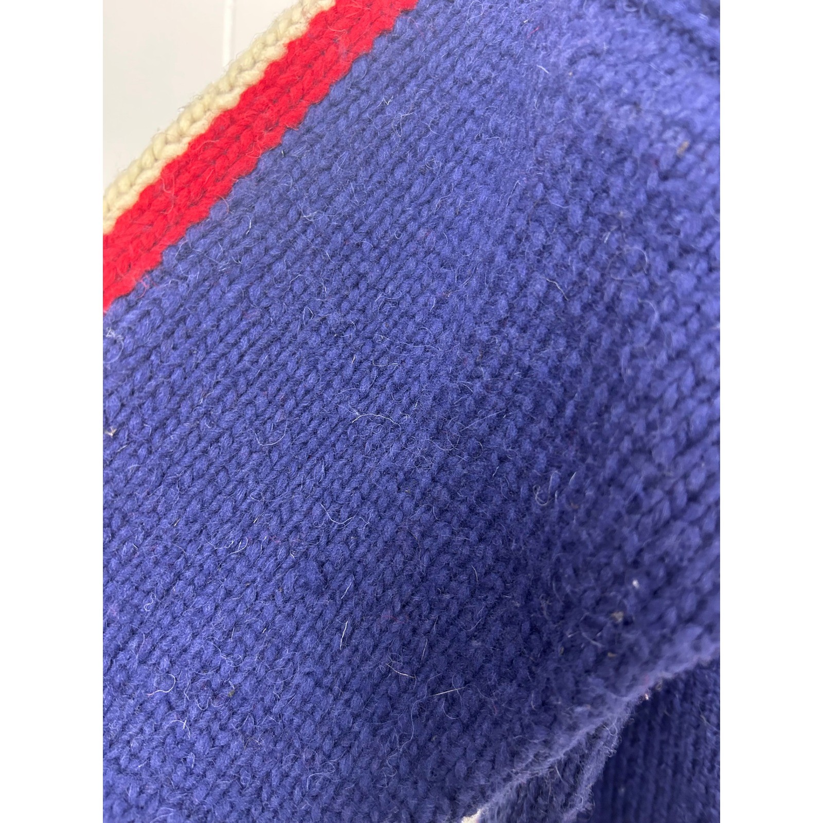 Woolies Vintage American Flag Knit Full Zip Cardigan Sweater Made in Ecuador