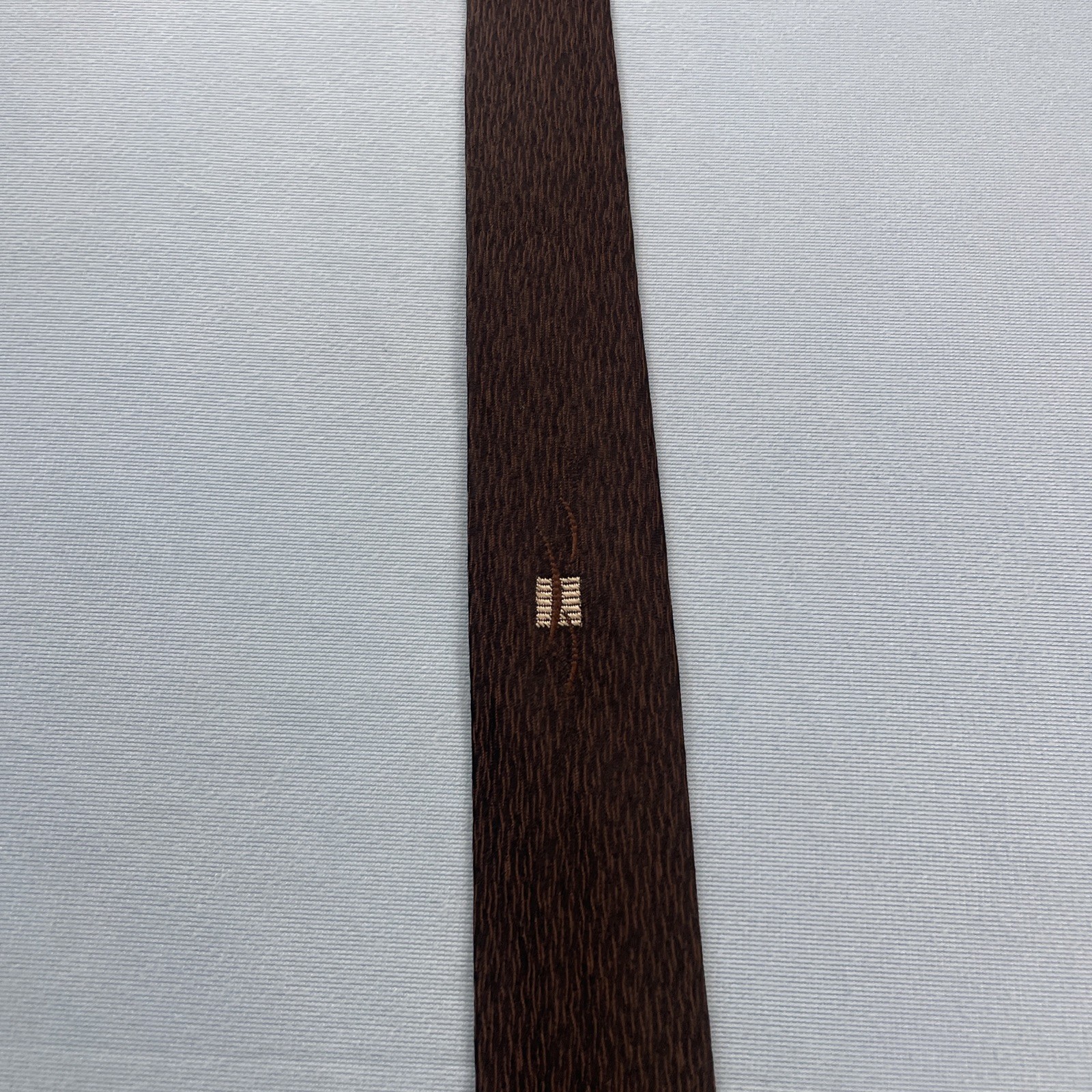 Vtg 50s 60s Tie Beau Brummel Atomic MCM Deco Medallion Brown Slim Necktie 2×53