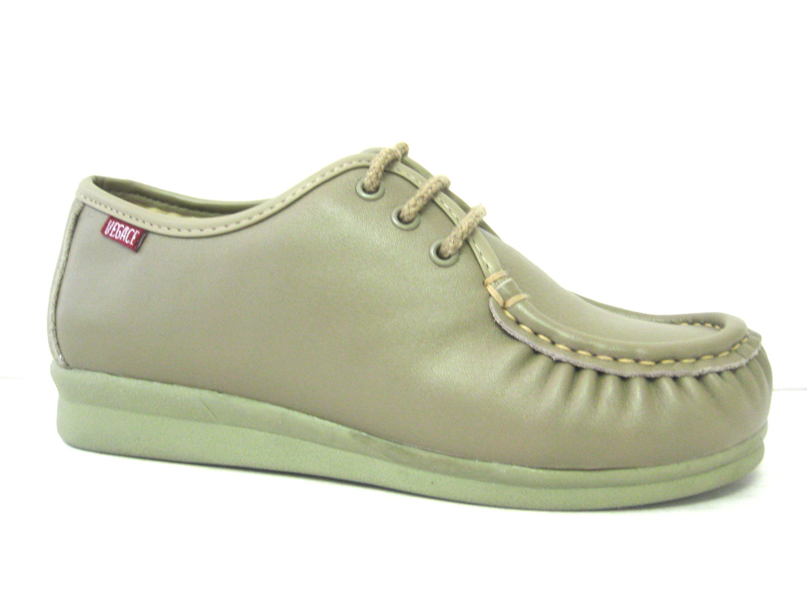 Vegace Women Taupe Leather Comfort Restaurant Shoe Lace Slip Resistant 9027
