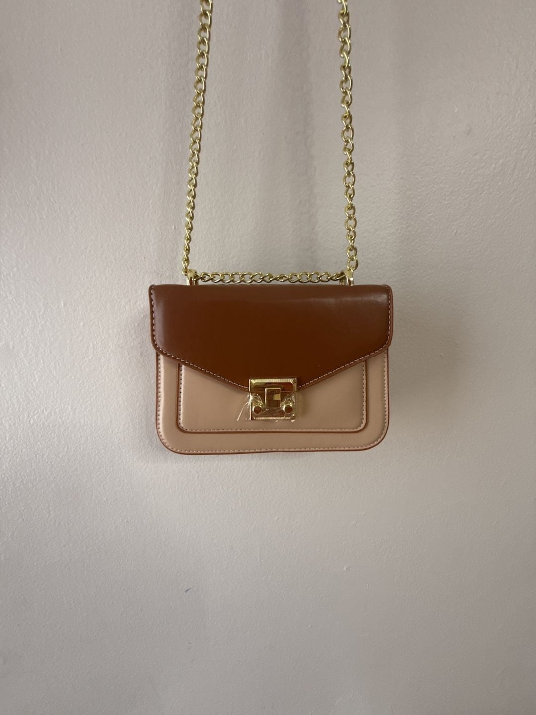 Kahvin Koeinz Colorblock Mini Push Lock Chain Square Crossbody Flap Bag