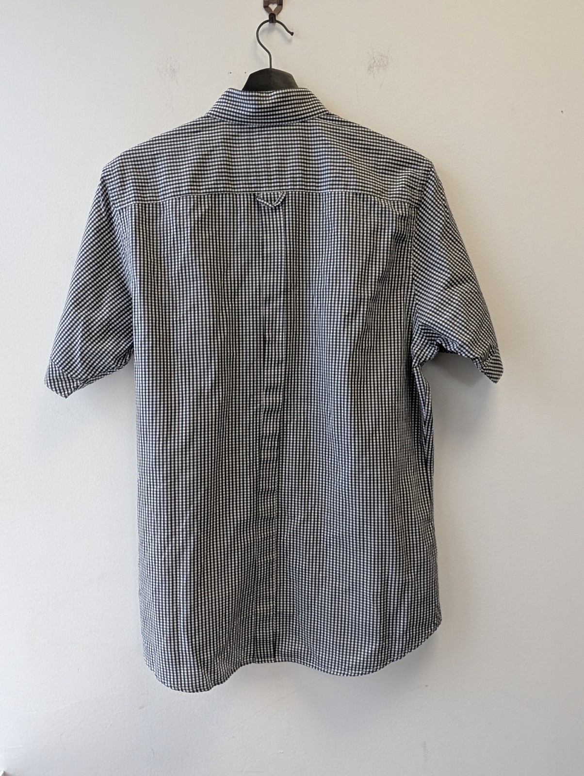Fred Perry Gingham Check Shirt Mens Large Black and White Short Sleeve Mod 60s