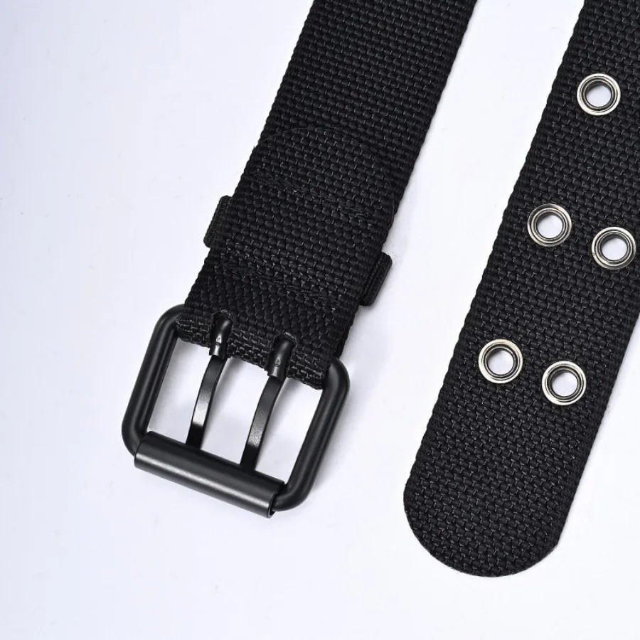 Luxury Nylon Belts Men’s Double Grommet Belt Buckle Outdoor Sport Belt for Jeans