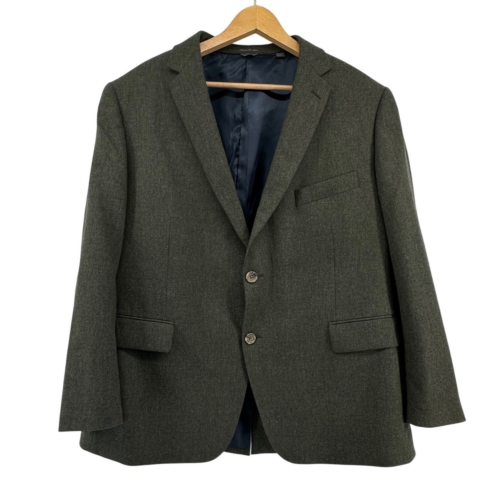 Indochino 2 Piece Suit Custom Size 48R Green Wool Formal Career 2Pc Pants 38×26