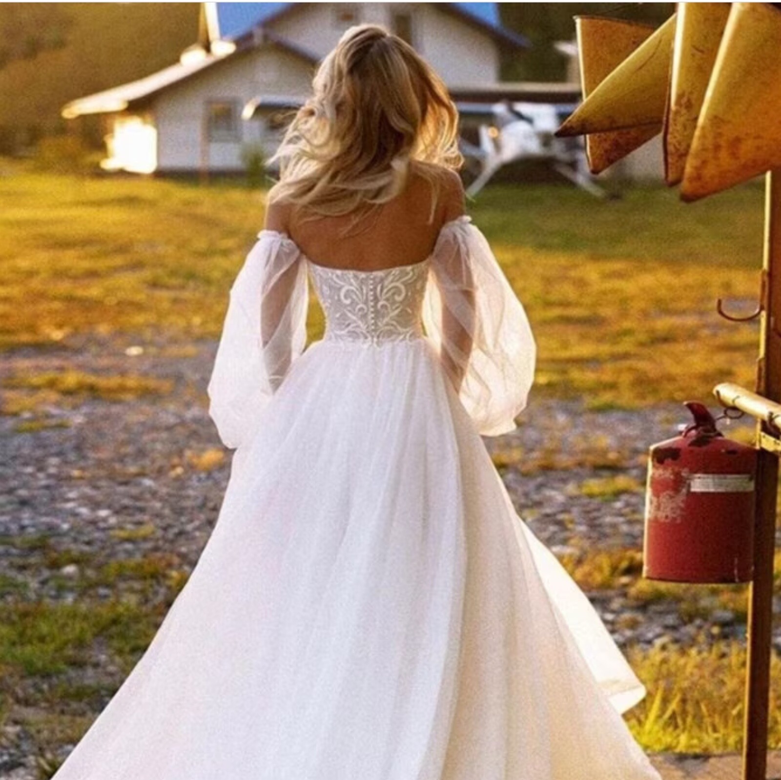 White Removable Puff Sleeves / 20 inches length