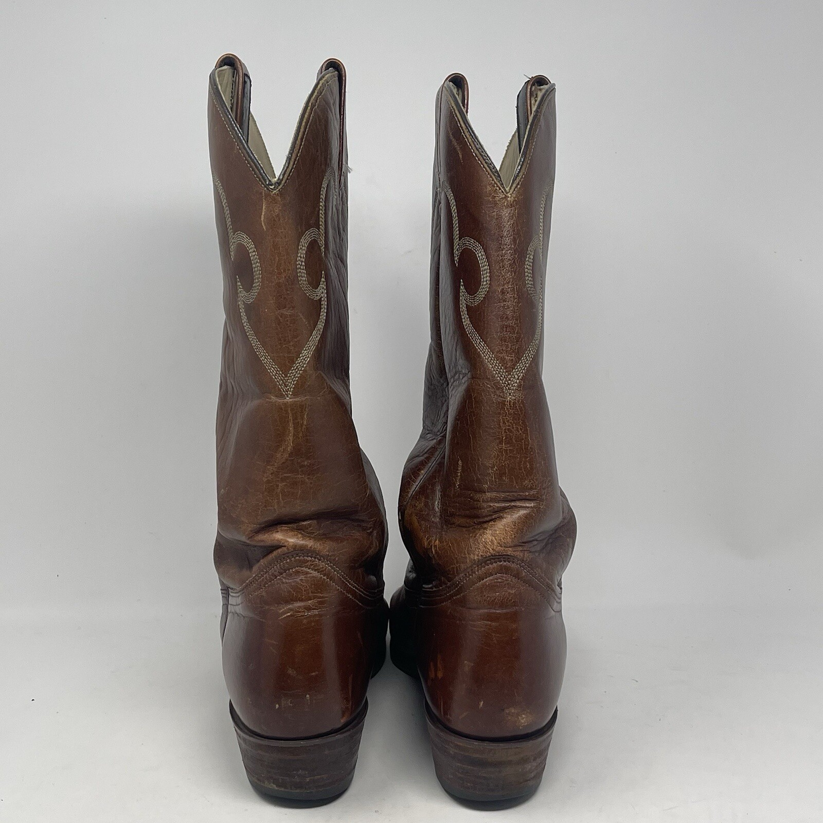 J Chisholm Cowboy Western Boots Style 911 Mens 9 D Brown Leather Handcrafted