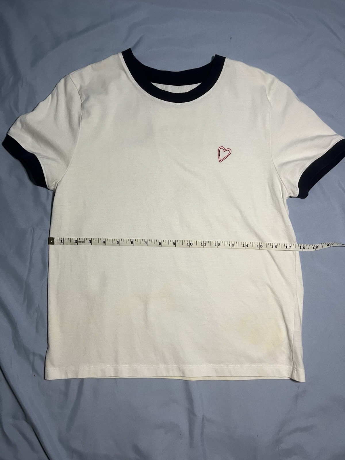 Authentic Tory Sport Flocked Love Ringer T-Shirt in White/Navy