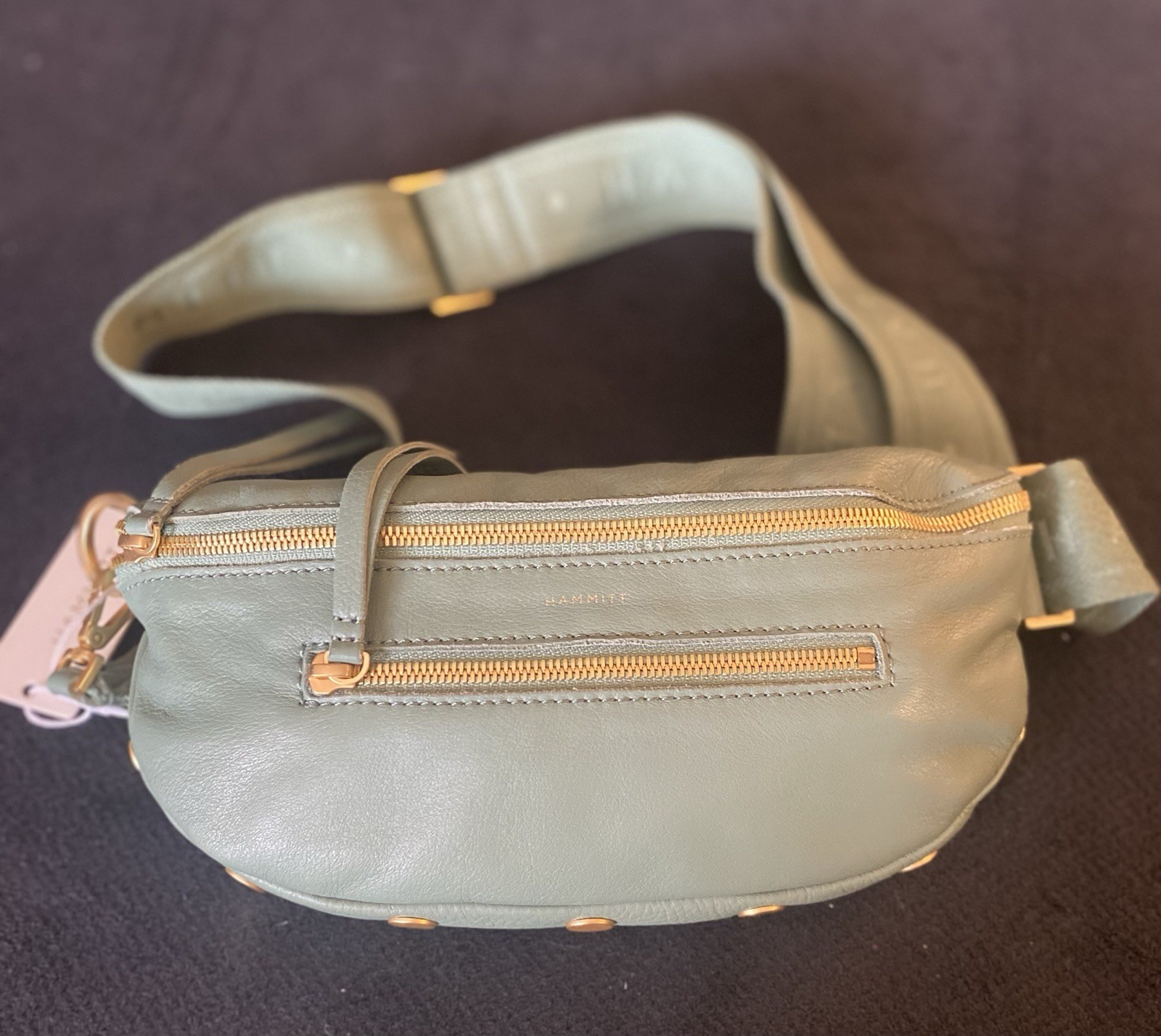Hammitt-Charles Crossbody-Medium Waist Purse-Bag-Leather-Artichoke Green-NEW