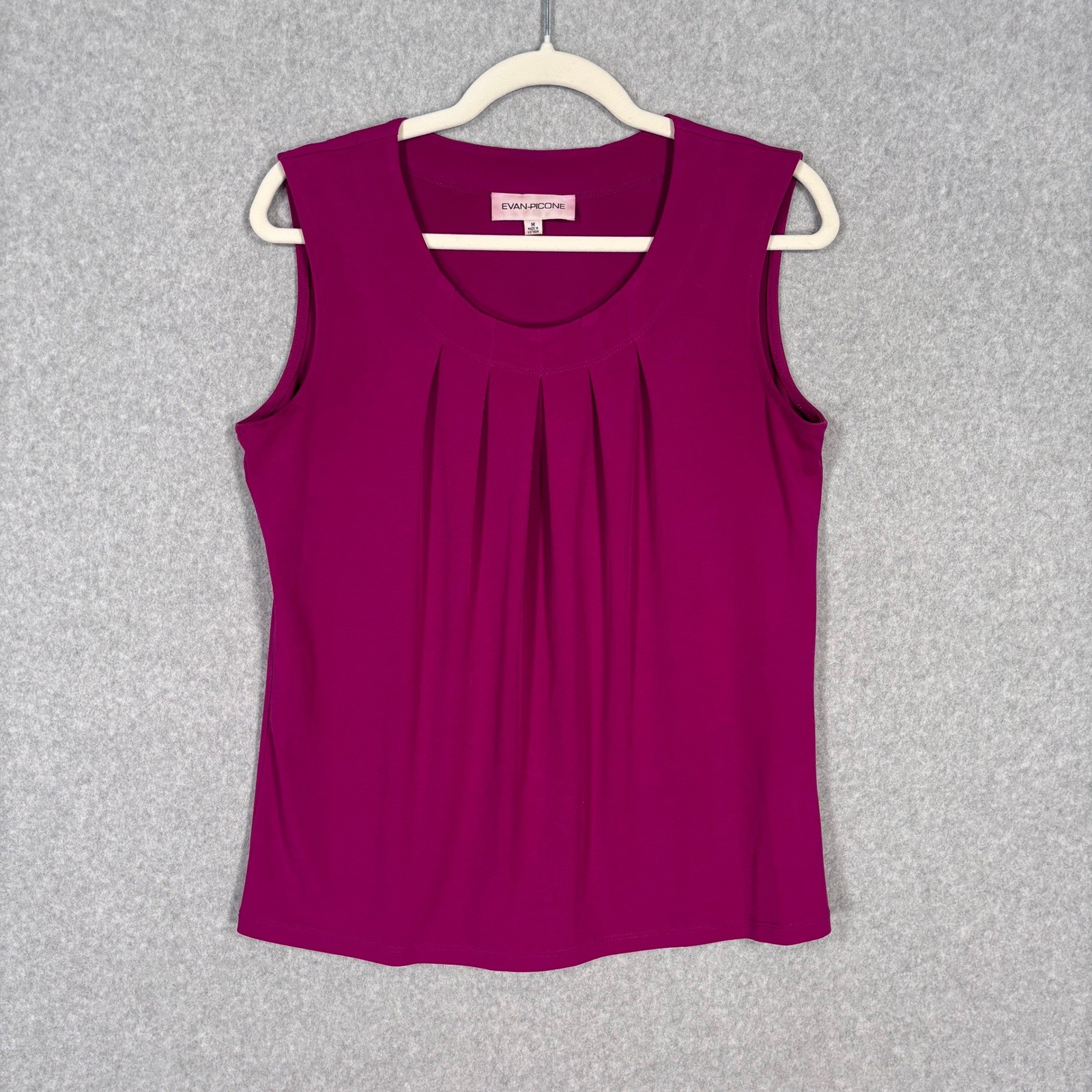 Evan Picone Pleated Liquid Knit Top Medium Magenta Pink Slinky Career Cami Suit