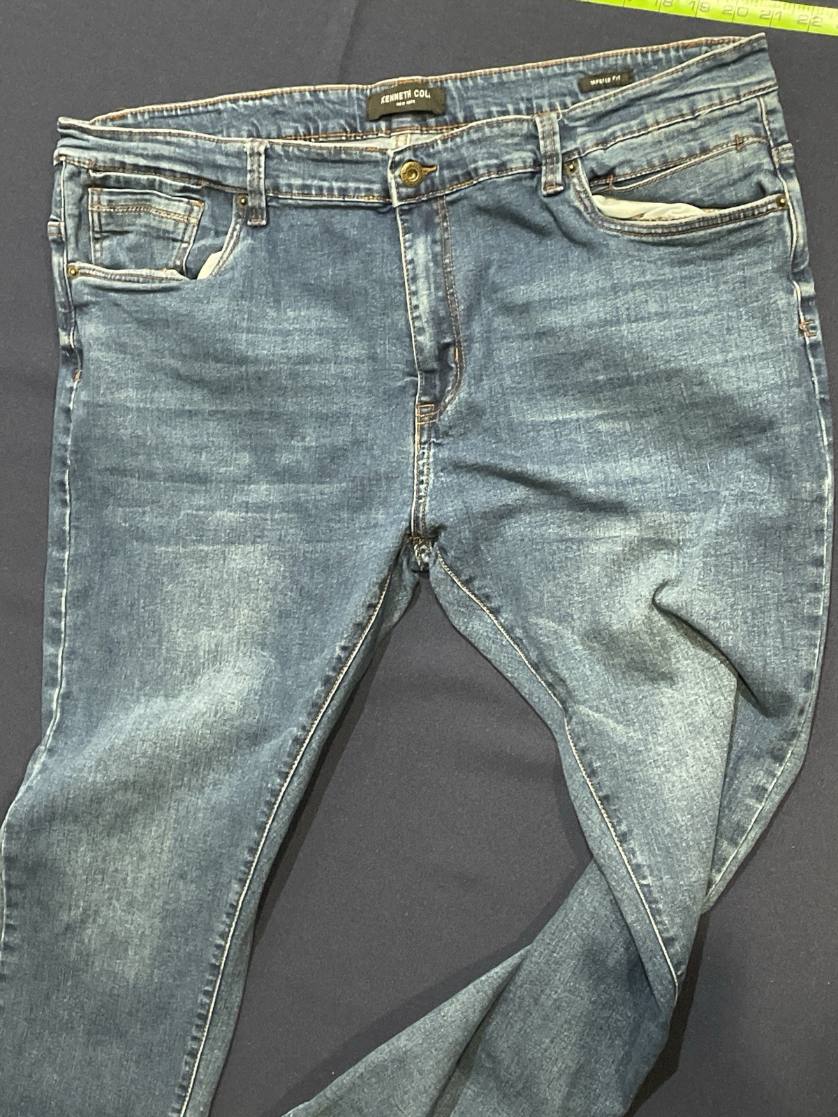 NWT Kenneth Cole Slim Fit Denim Jeans Men 42×30 Blue Medium Wash Stretch