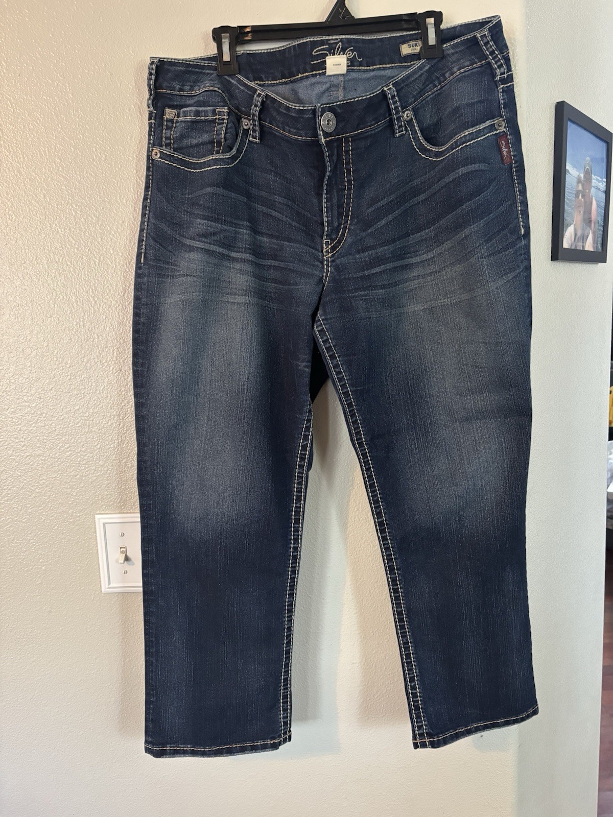 Silver Jeans Co Suki Capri Plus Size 20 Curvy Mid Rise Dark Wash L9996SAF334