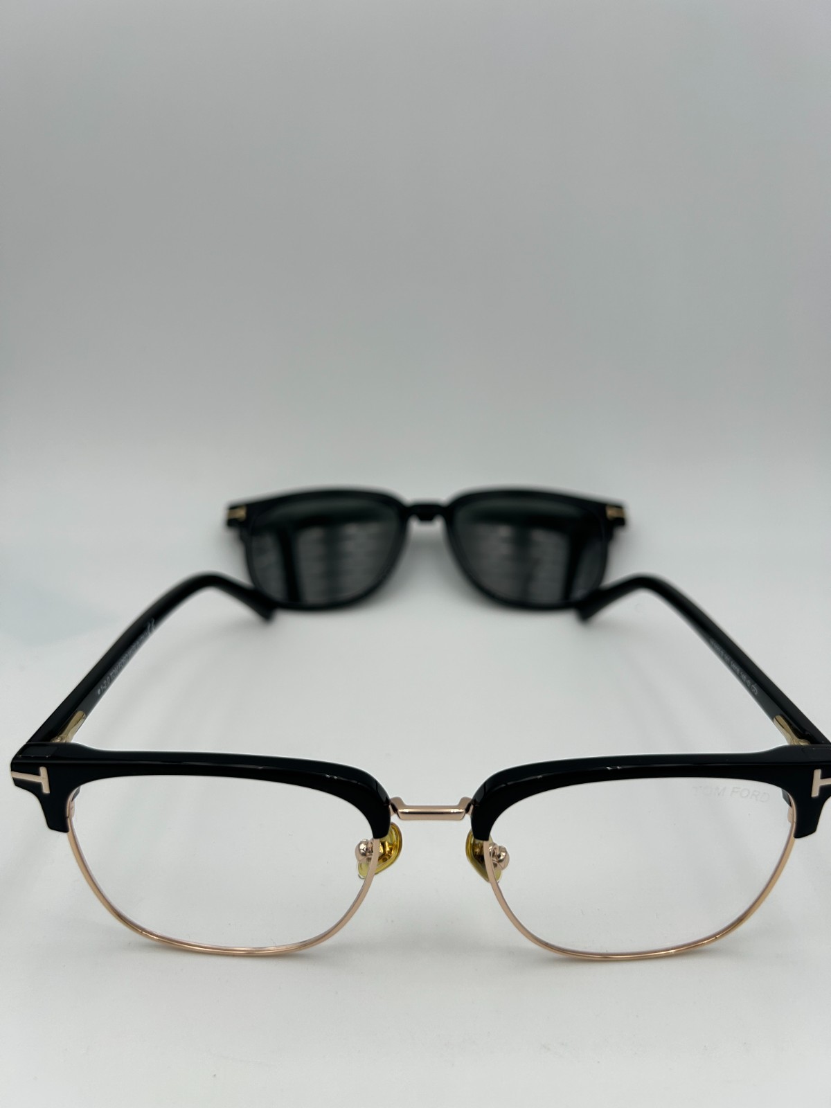Tom Ford Sunglasses TF5683-B 001 Black Gold Gray 54 18 145 Clip on Blue light
