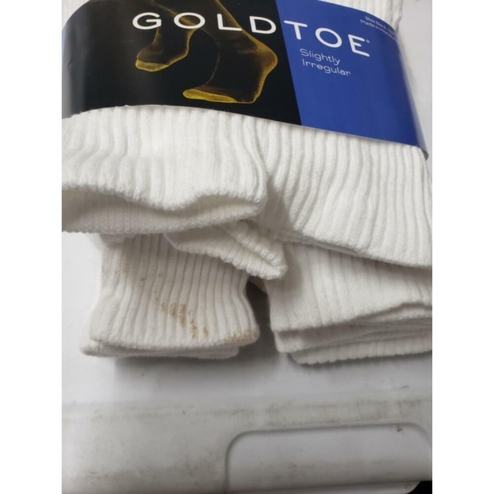 Gold Toe Men’s 6 Pack Cotton Athletic Crew Socks, White, Size 10-13