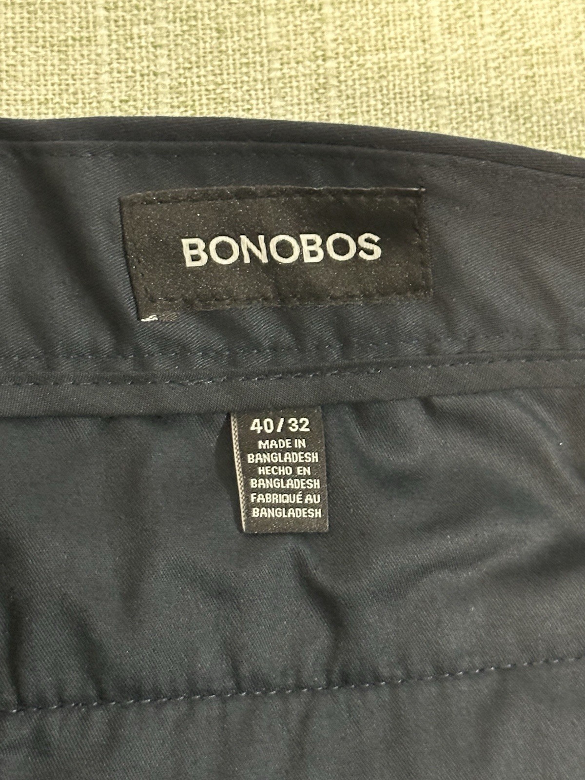 Bonobos Men’s 40×32 Pants Navy Trouser Chinos Slim Fit Flat Front Stretch Slacks
