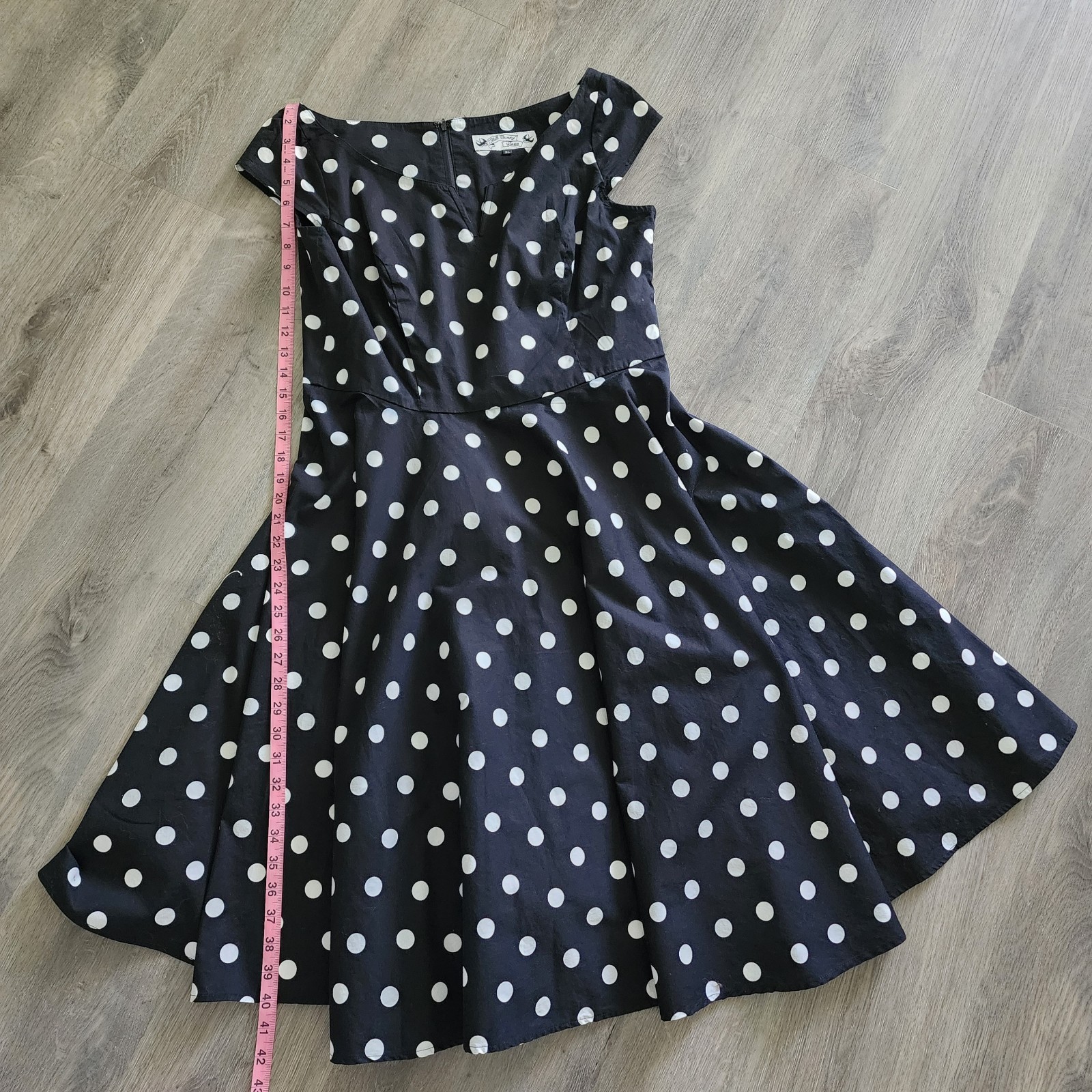 Hell Bunny Vixen XL Black White Polka Dot Fit Flare Rockabilly Swing Dress