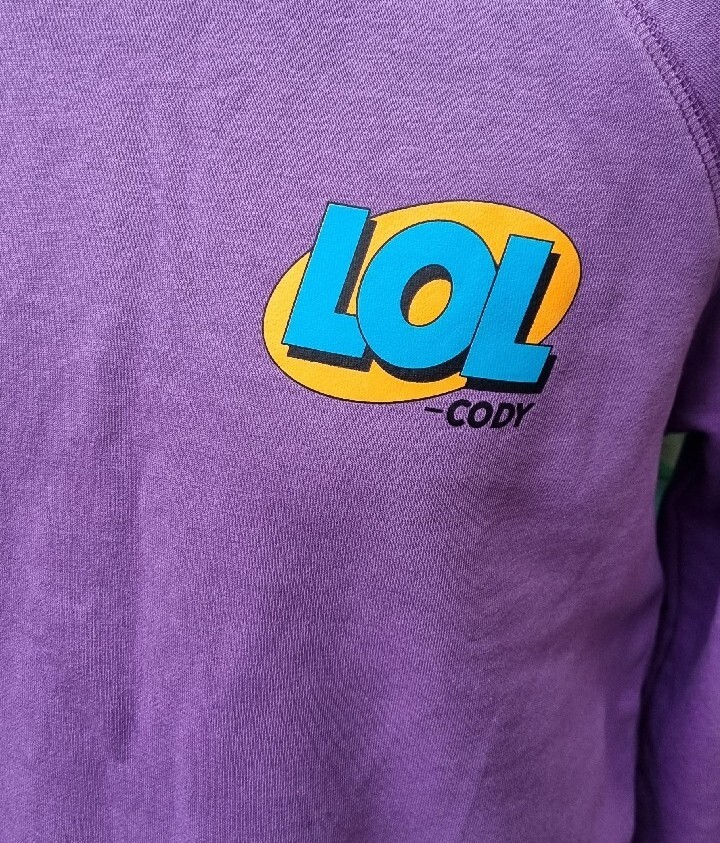 Peloton Cody LOL Sweatshirt Size Large Pullover | Sweater Purple Gender Neutral