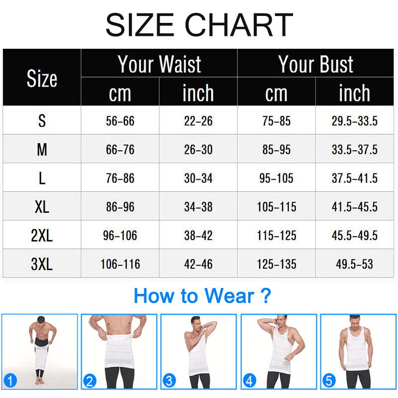 MENS SLIMMING BODY SHAPER BELLY CHEST COMPRESSION VEST GIRDLE SHIRTS TANK TOP US