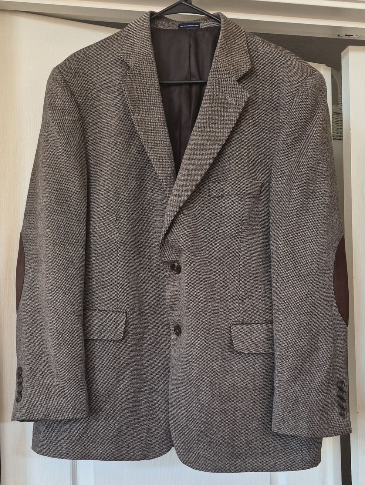 Stafford Essentials 100% Wool, Elbow Patch, Two Button Blazer Sz 44R